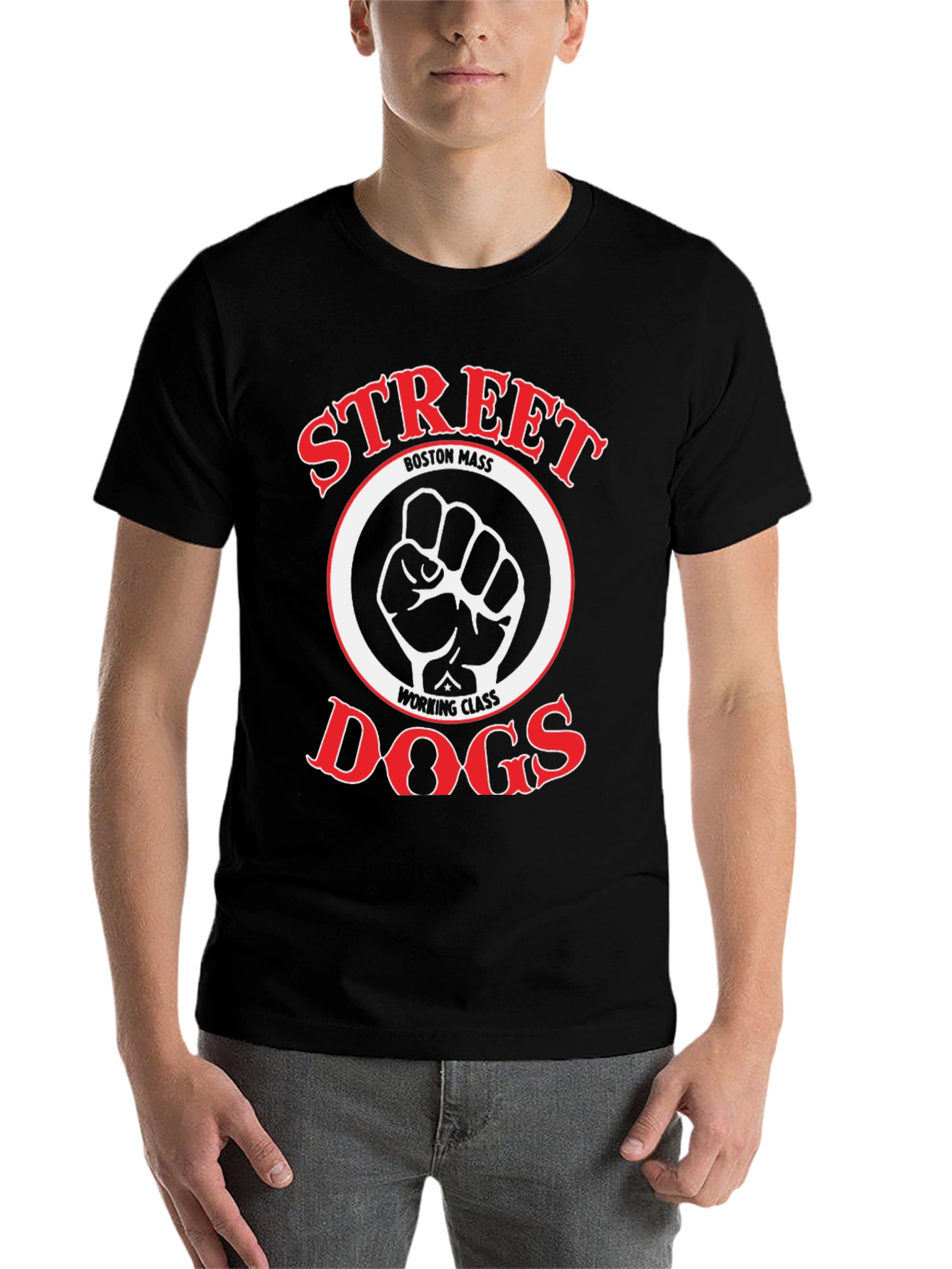 Black Street Dogs Boston Mass Working Class T-Shirt view 7