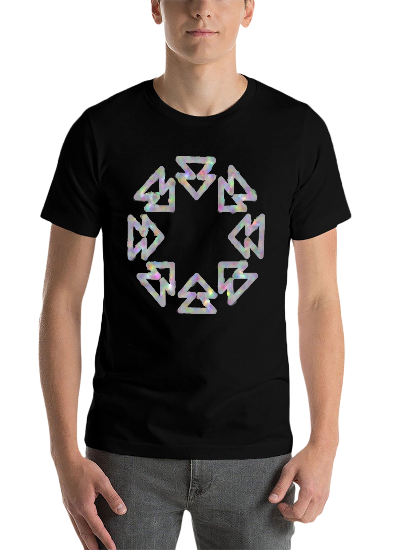 Black Abstract Graphic Print Black T-Shirt view 7