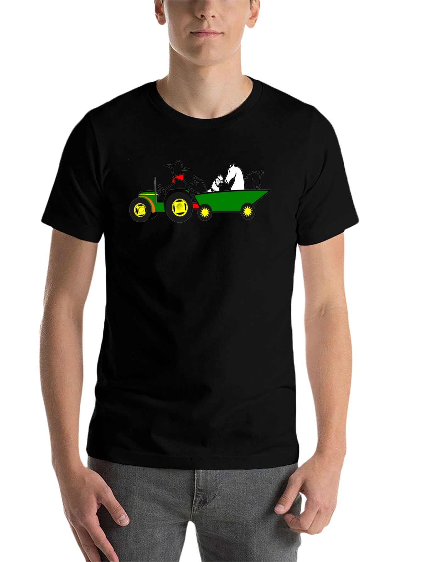 Black Farm Animal Tractor Ride T-Shirt view 7