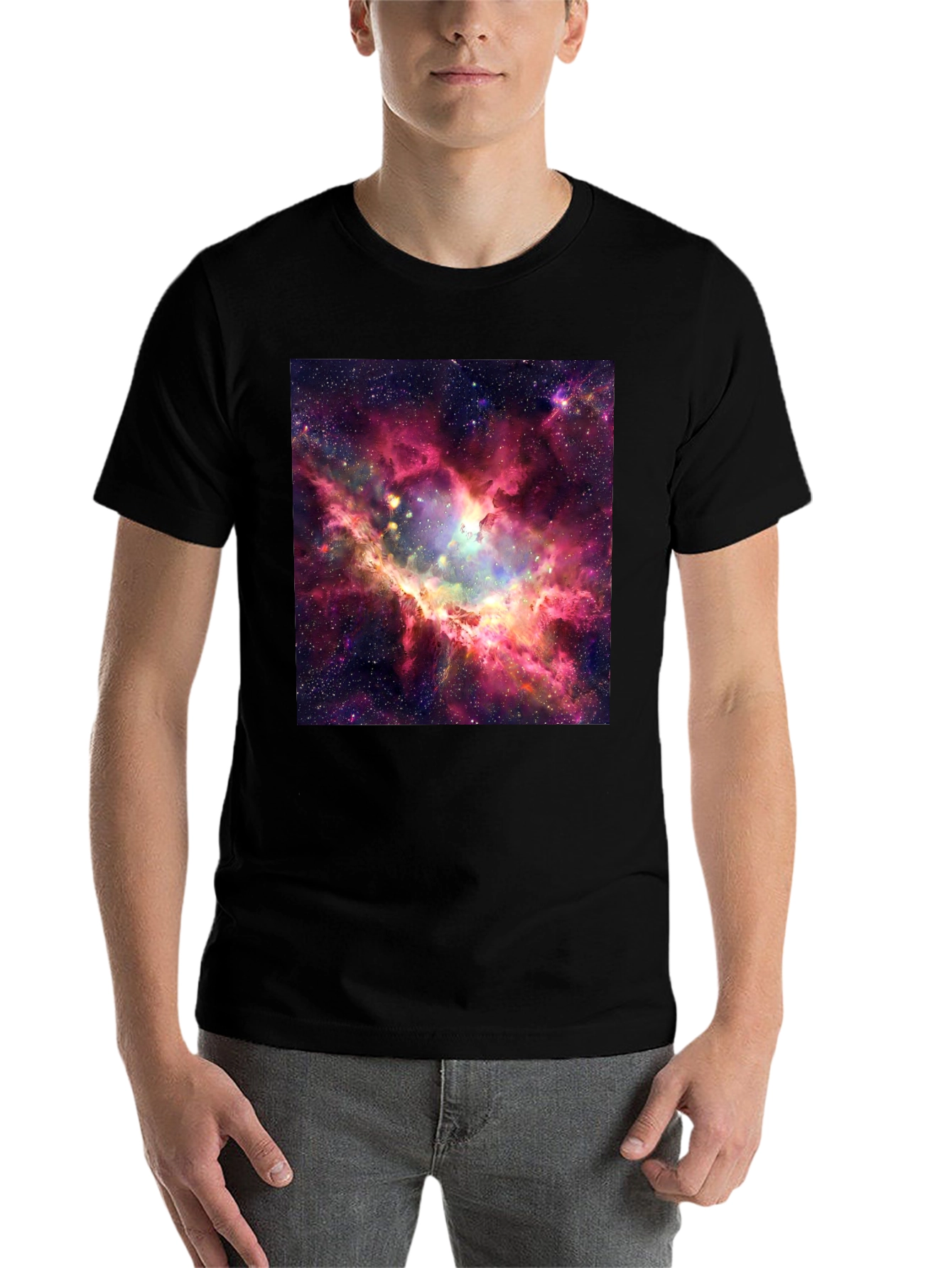 Black Nebula Print Black T-Shirt view 7