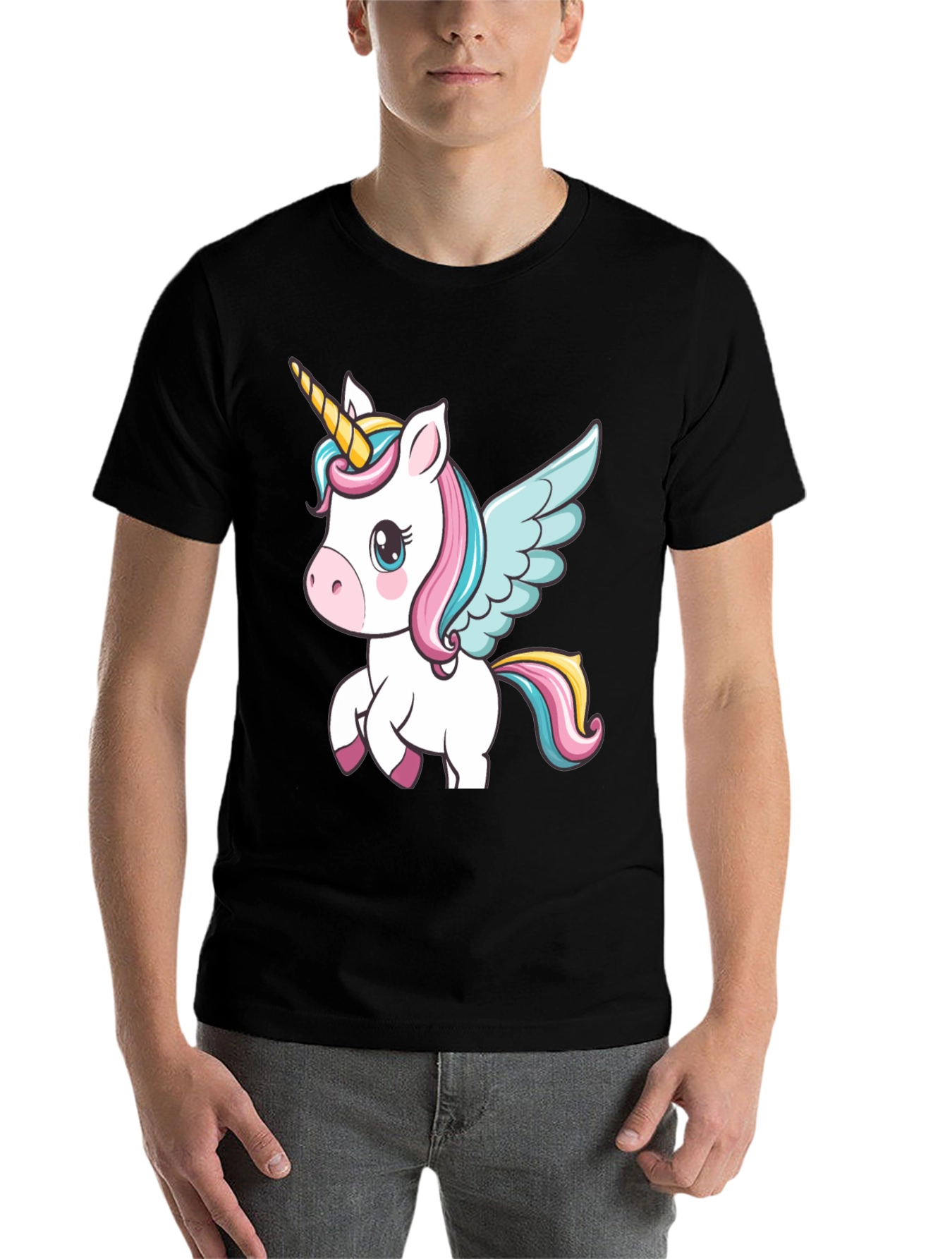 Black Unicorn Graphic Black T-Shirt view 7