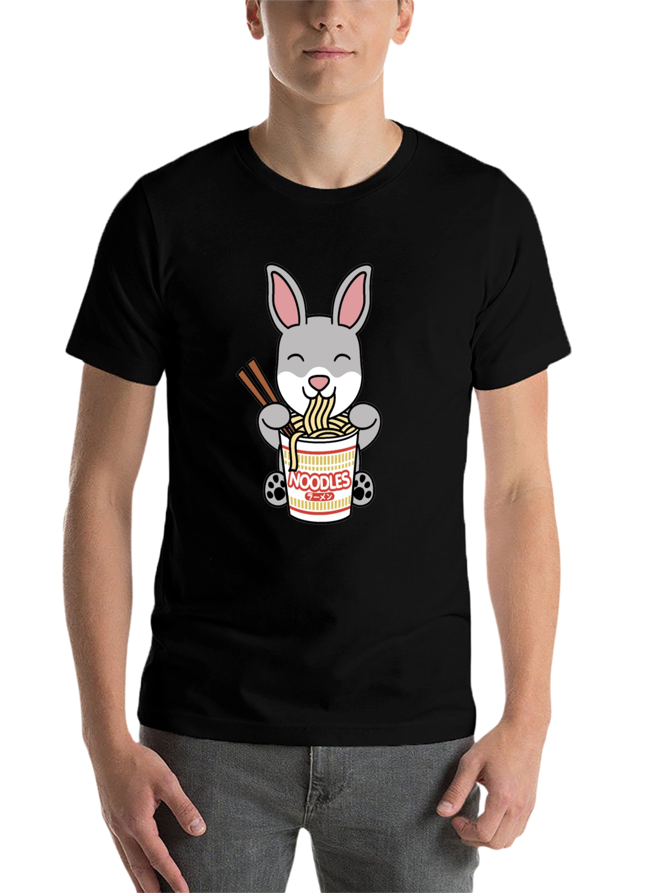 Black Rabbit Ramen T-Shirt - Cute Noodle Bunny Tee view 7