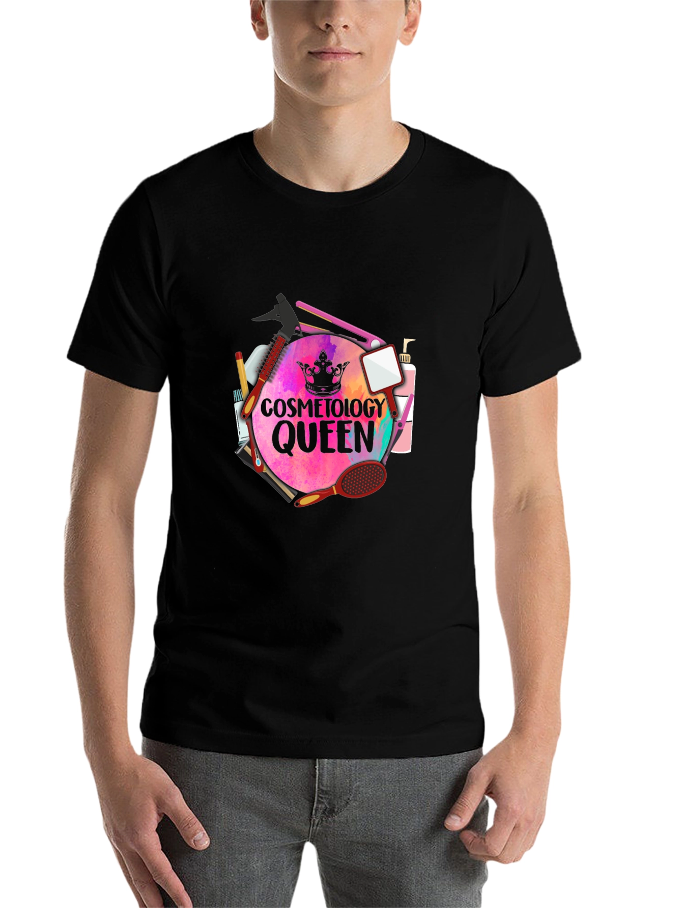 Black Cosmetology Queen T-Shirt - Stylish Salon Apparel view 7