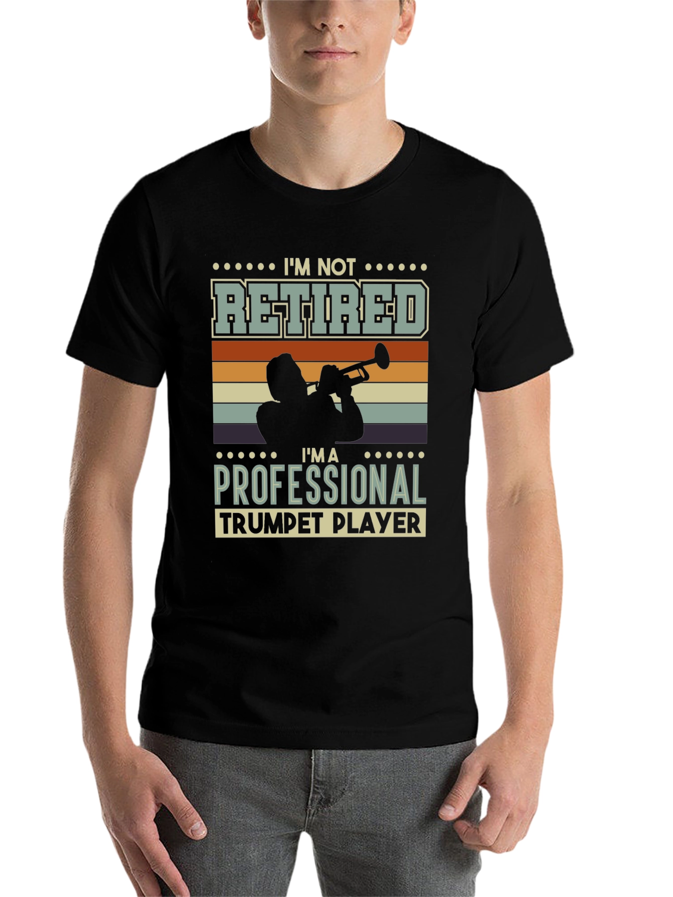 Black I'm Not Retired Trumpet Player Graphic Tee view 7