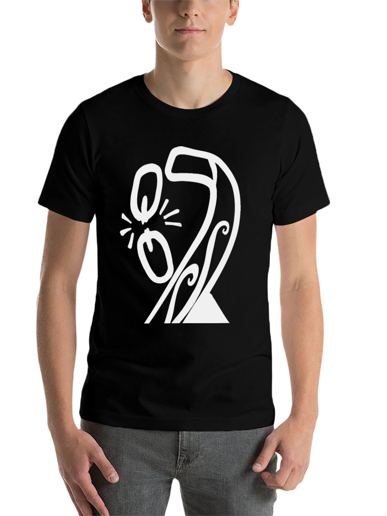 Black Abstract Graphic Tee - Black Cotton Blend view 7