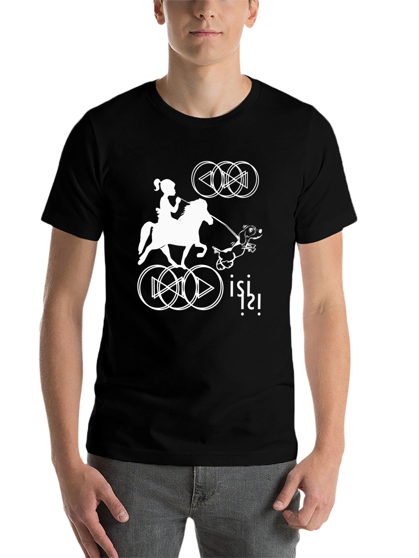 Black Novelty Graphic Tee - Girl, Horse & Hound view 7