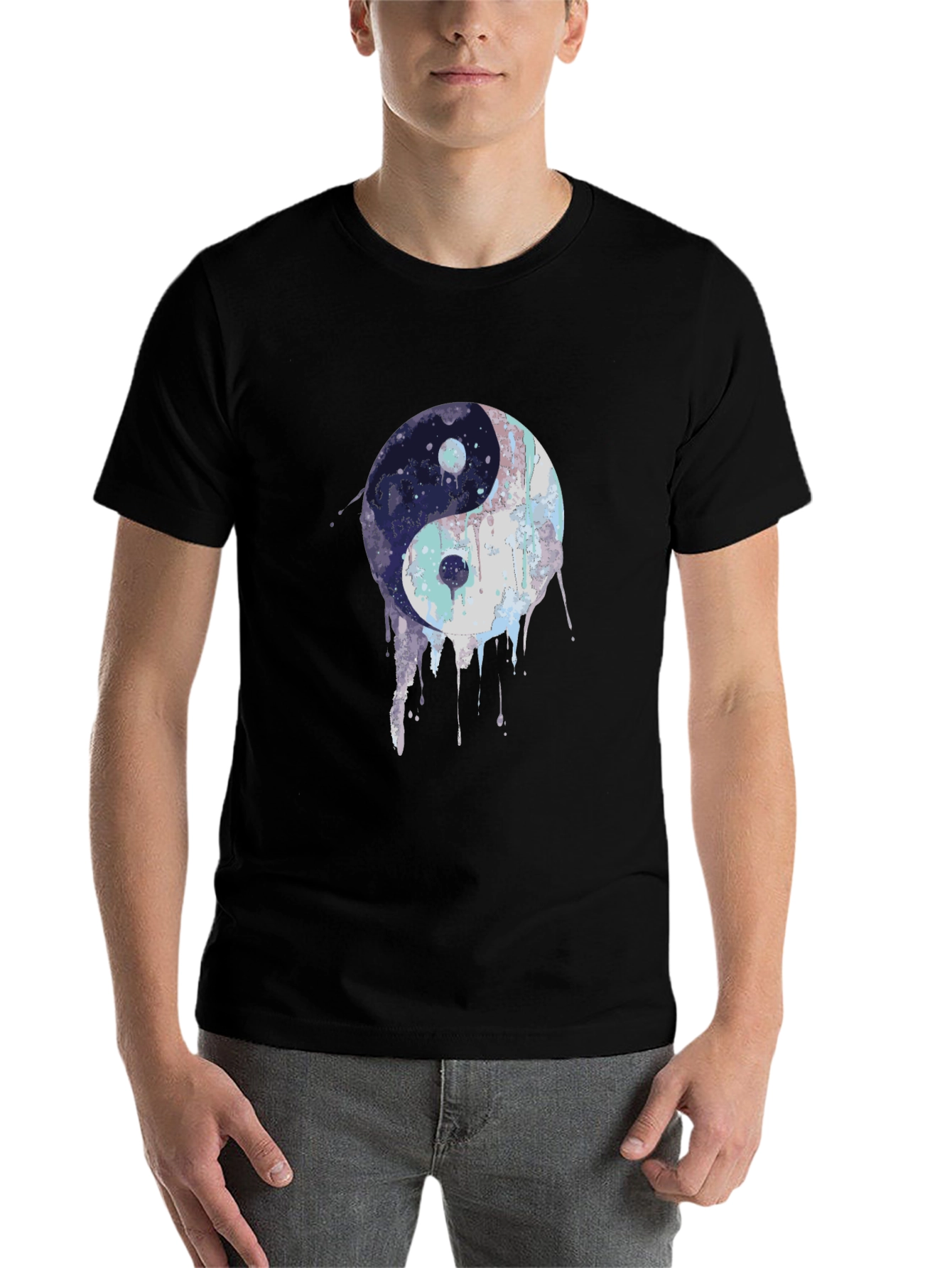 Black Yin Yang Graphic Black T-Shirt view 7