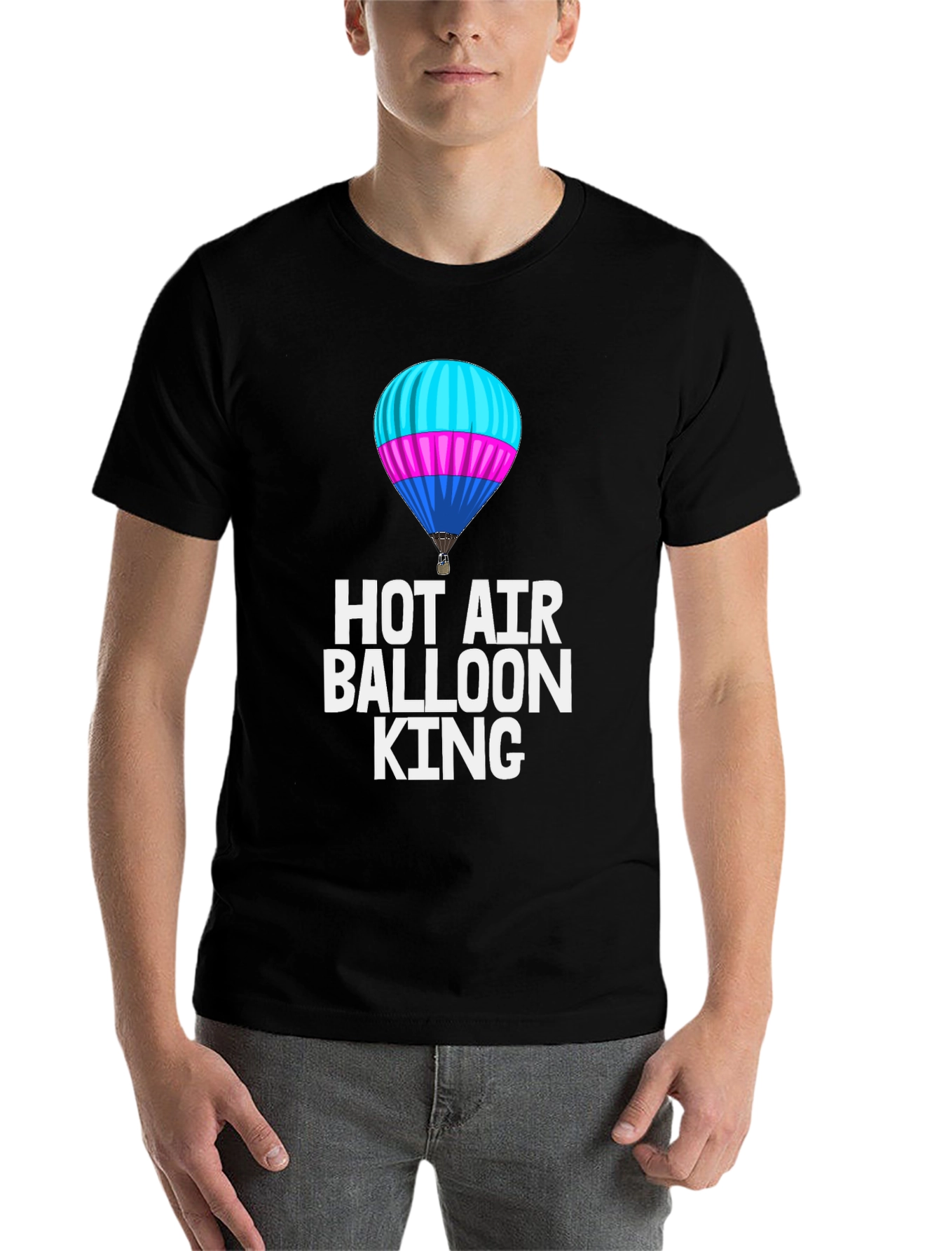 Black Hot Air Balloon King Black T-Shirt view 7