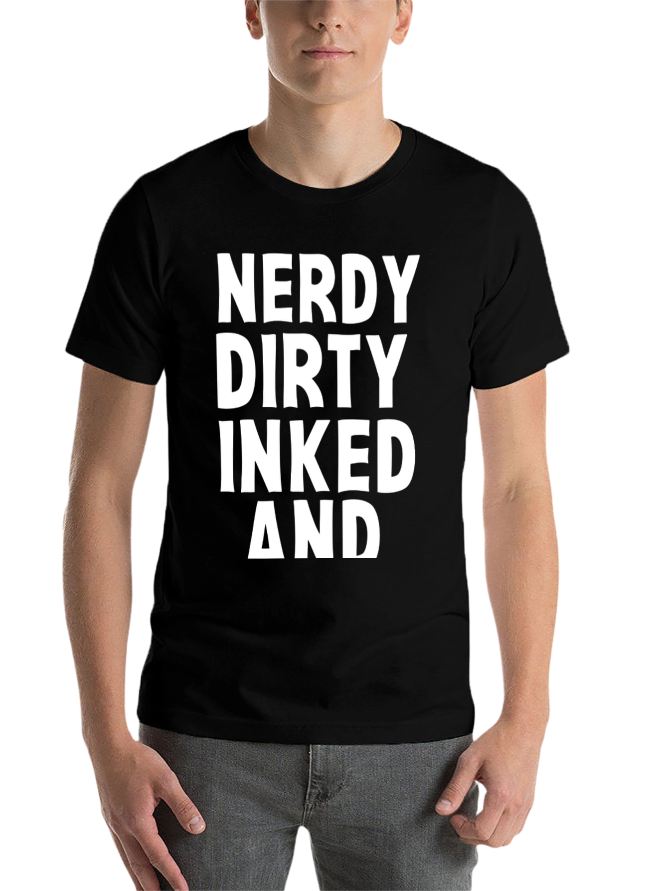 Black Nerdy Dirty Inked and Proud Graphic Tee view 7