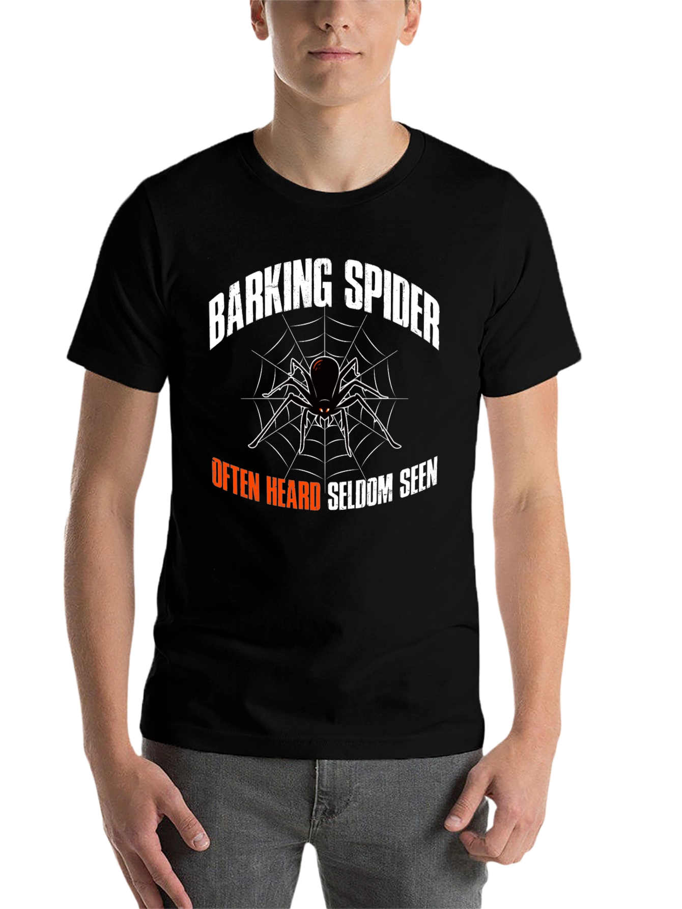 Black Barking Spider Graphic Tee - Funny Arachnid T-Shirt view 7