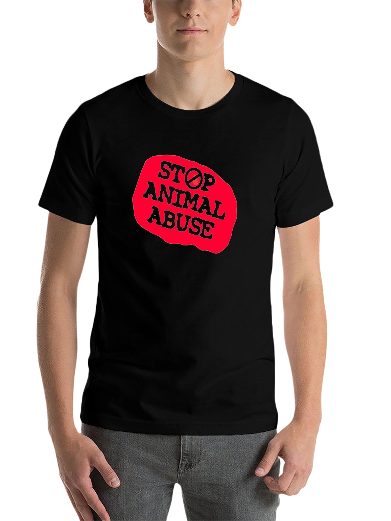 Black Stop Animal Abuse Graphic T-Shirt view 7