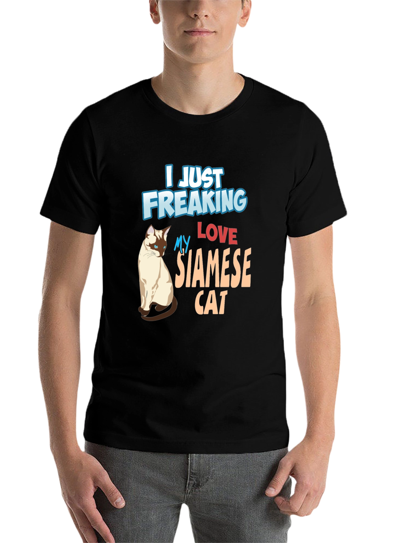 Black Siamese Cat Lover Black T-Shirt view 7