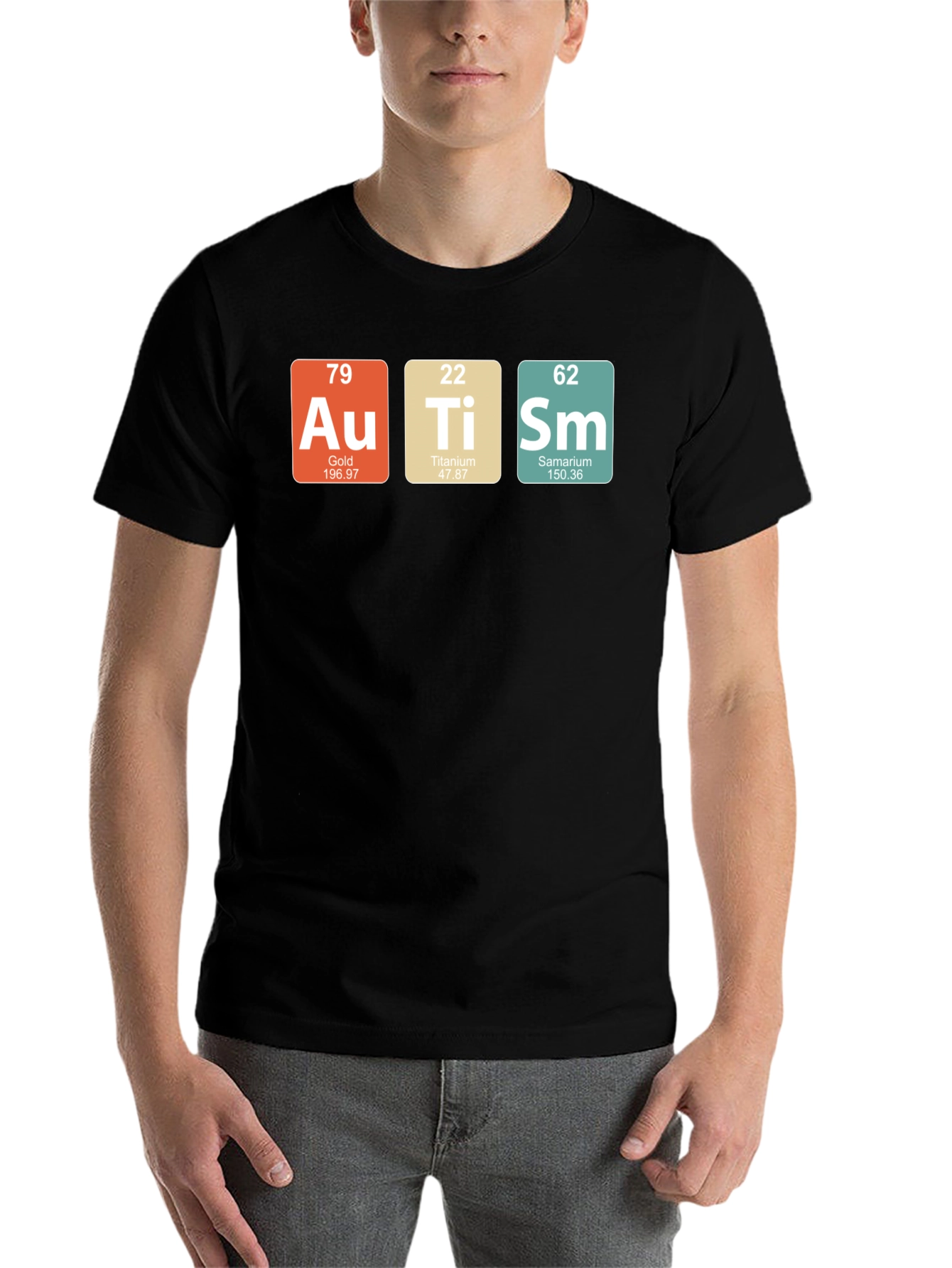 Black Periodic Table Autism Awareness T-Shirt view 7