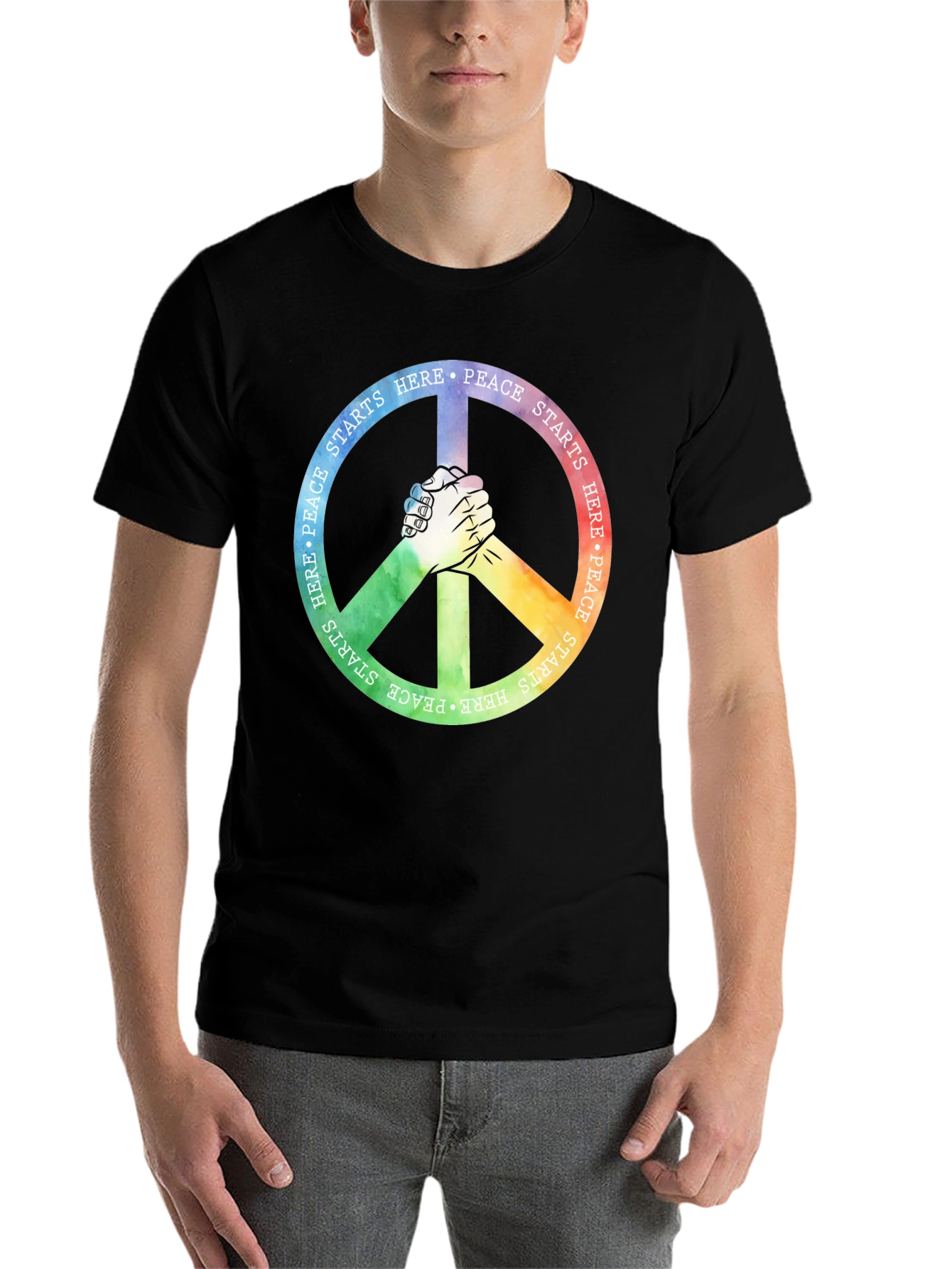 Black Peace Starts Here Graphic T-Shirt view 7
