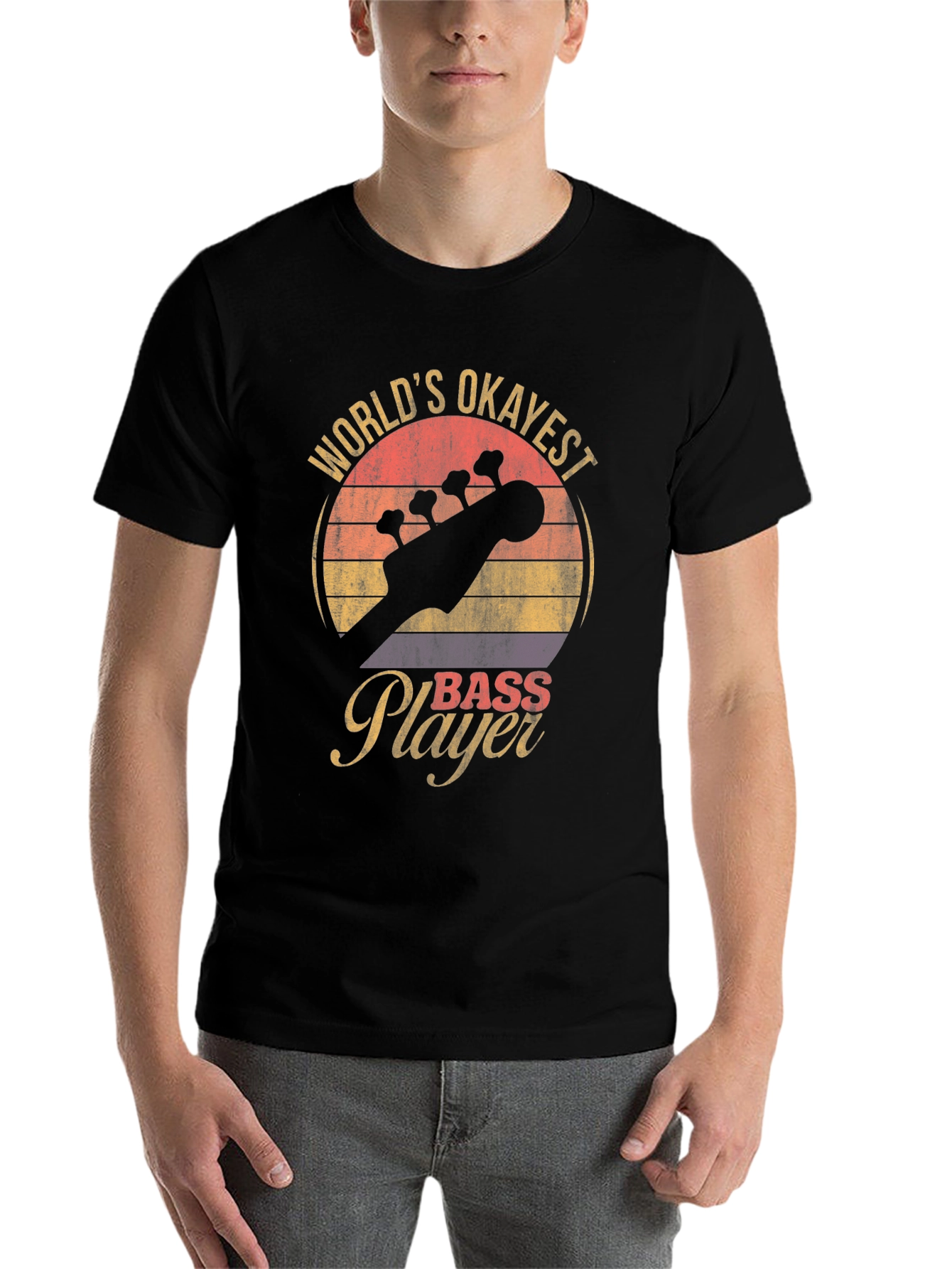 Black World's Okayest Bass Player Black T-Shirt view 7