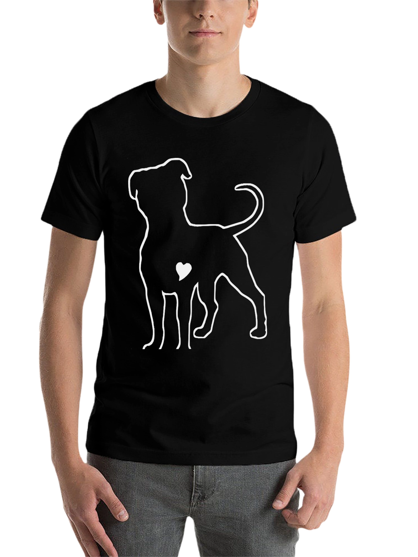Black Dog Lover T-Shirt - Pitbull Heart Design view 7
