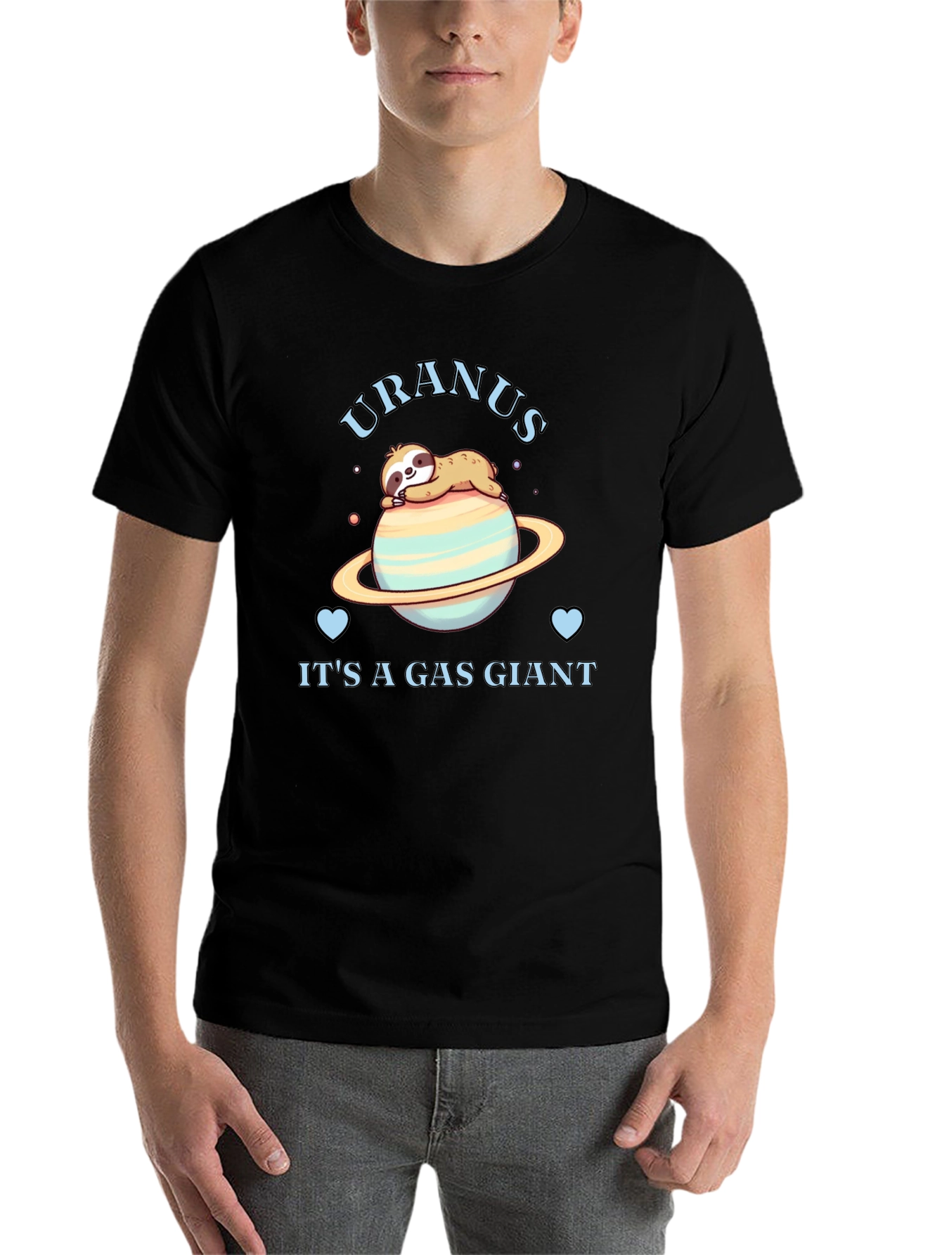 Black Uranus Gas Giant Sloth Graphic T-Shirt view 7