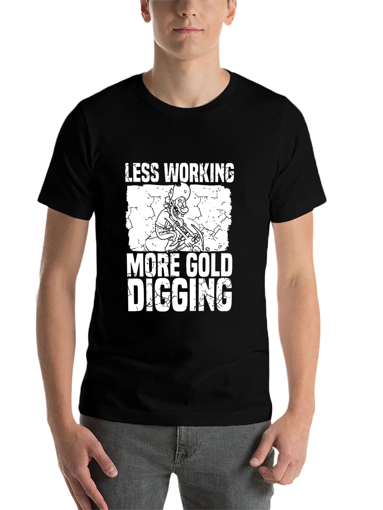 Black Less Working More Gold Digging Graphic T-Shirt view 7