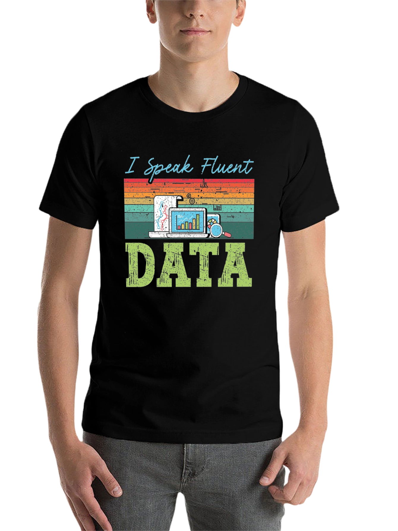 Black I Speak Fluent Data T-Shirt - Data Analyst Tee view 7