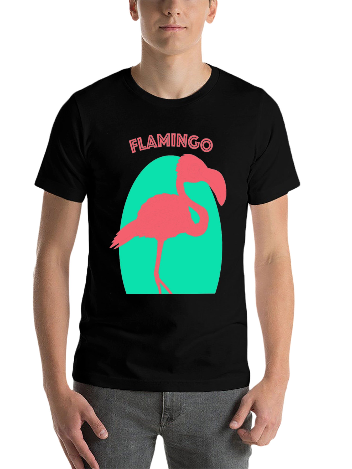 Black Flamingo Graphic Tee - Black Cotton T-Shirt view 7