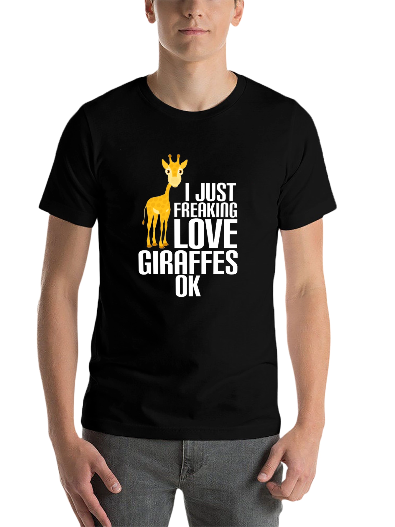 Black I Love Giraffes Graphic T-Shirt view 7