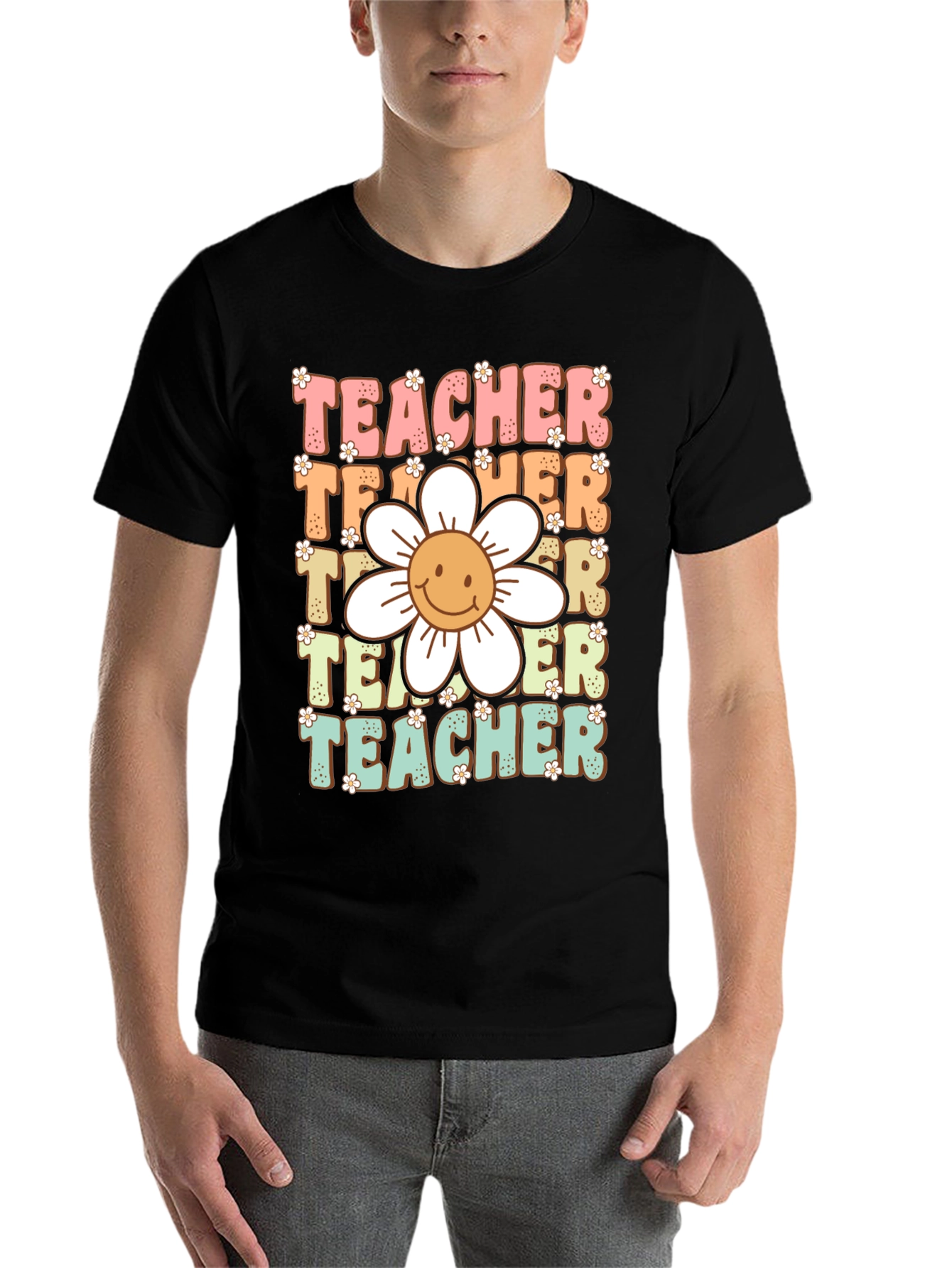 Black Retro Teacher Graphic T-Shirt view 7