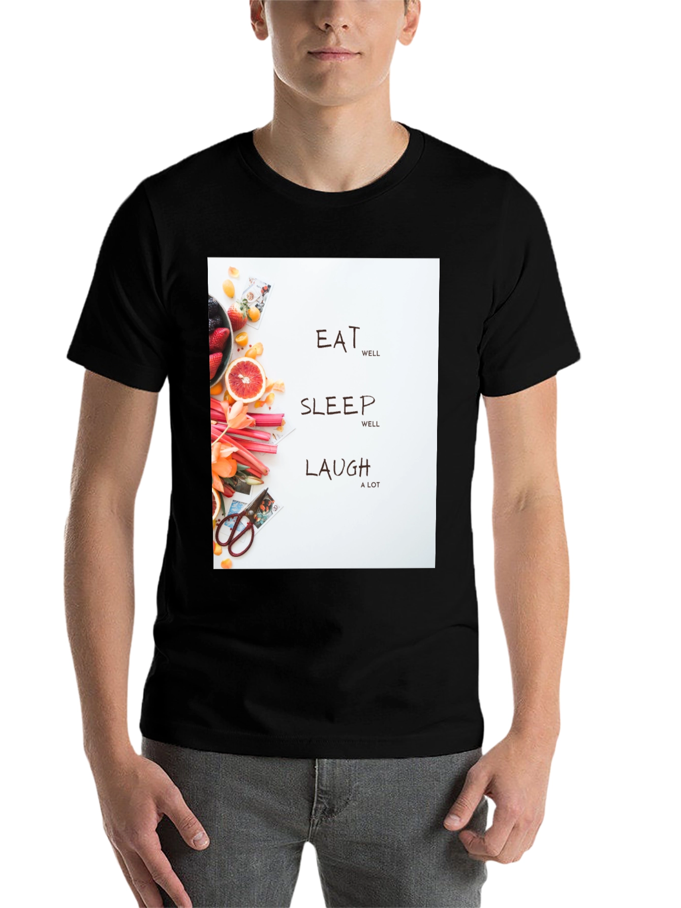 Black Eat Sleep Laugh Graphic Tee view 7