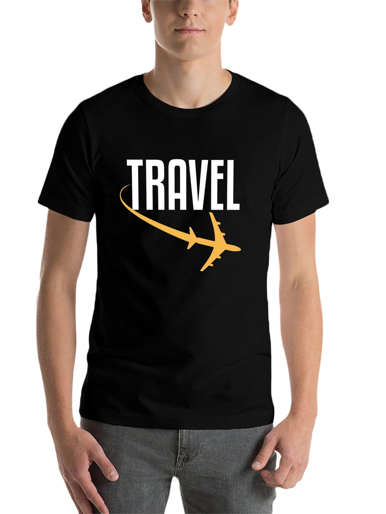 Black Travel Graphic Tee - Black Airplane T-Shirt view 7