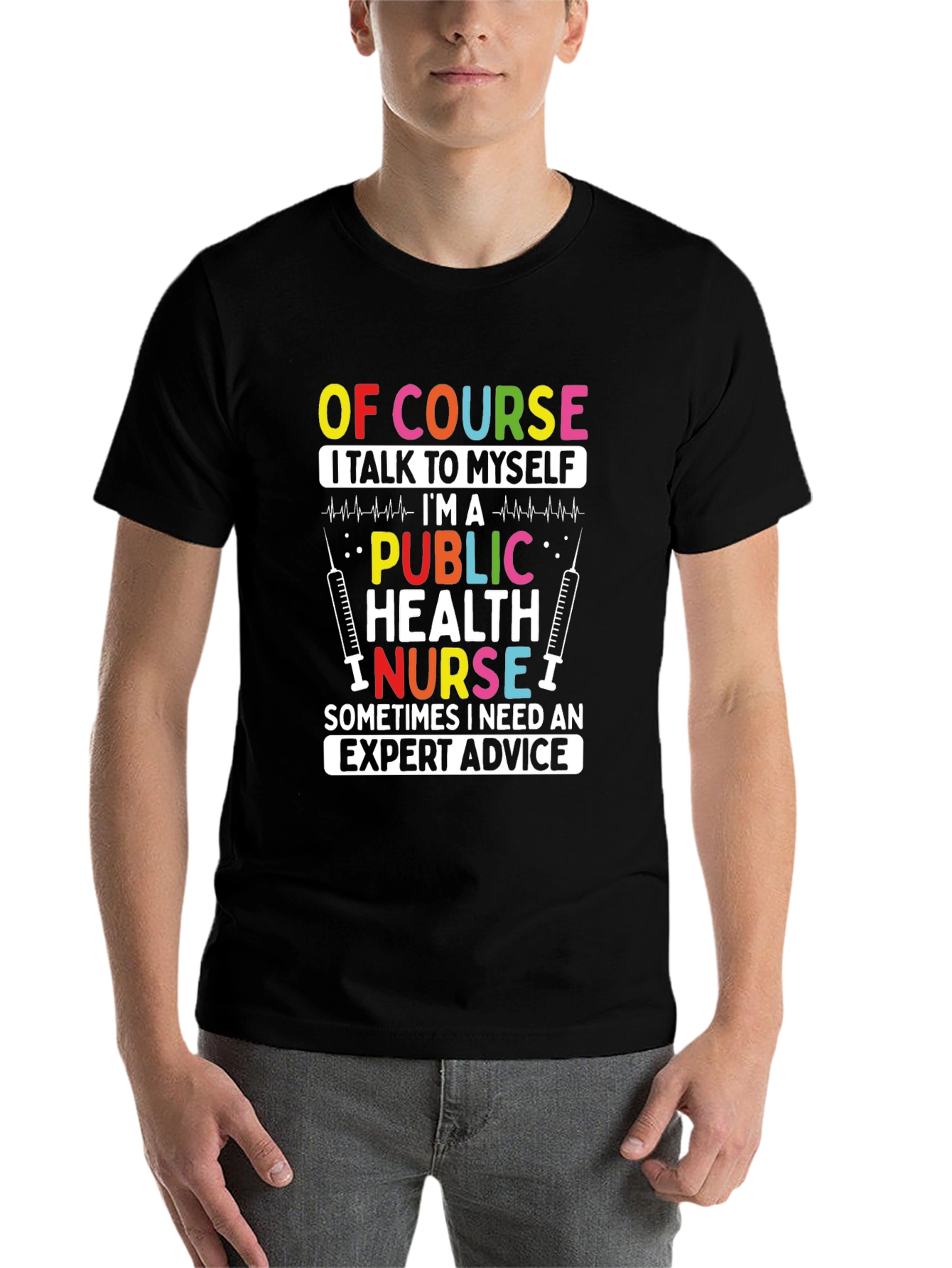 Black Public Health Nurse T-Shirt: Expert Advice Apparel view 7
