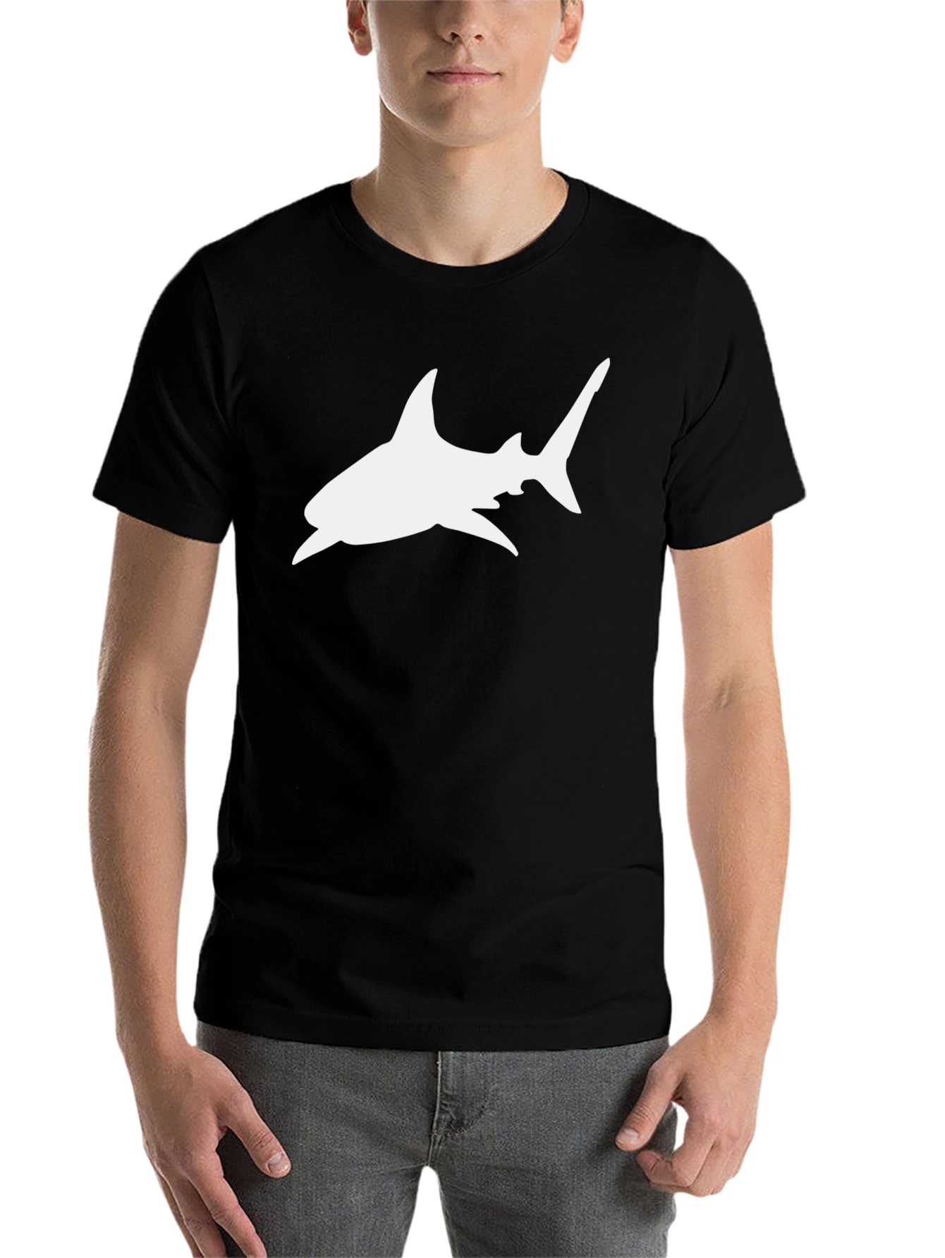 Black Black Shark Graphic Tee - Men's Casual T-Shirt view 7
