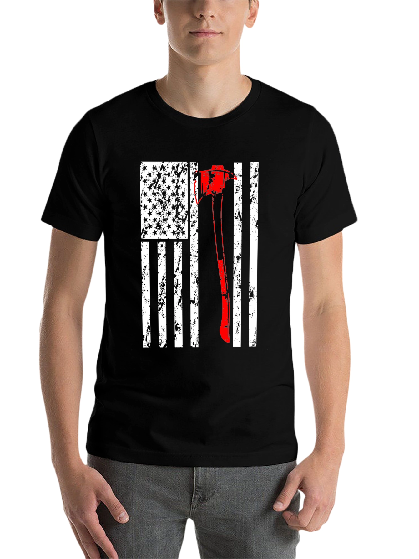 Firefighter Axe USA Flag T-Shirt - 7