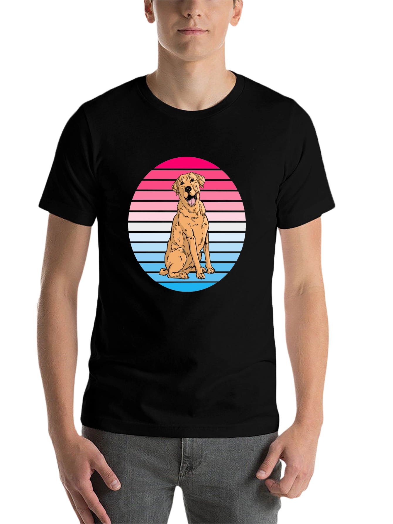 Black Retro Dog Graphic Tee - Labrador Lover Shirt view 7