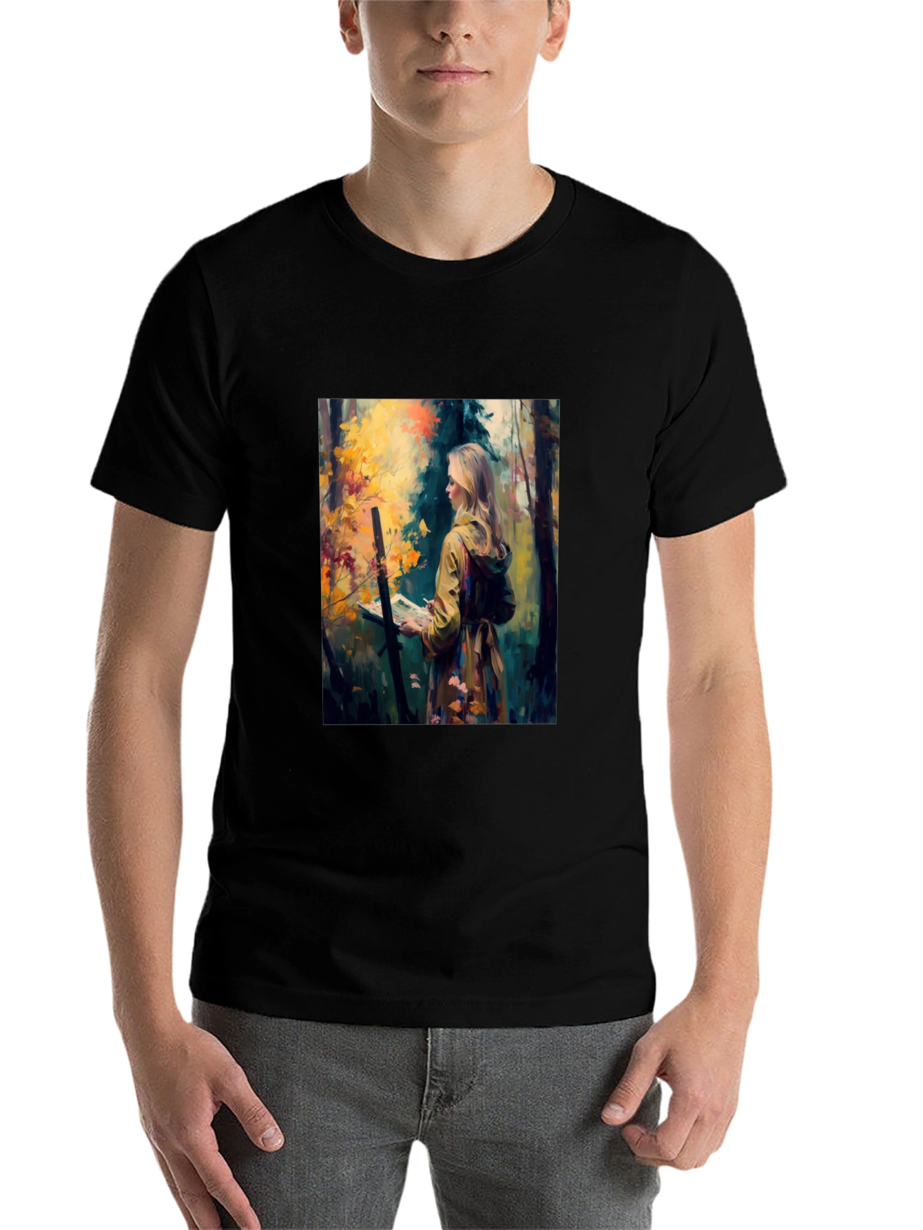 Black Artist in Woods Graphic Tee - Black view 7