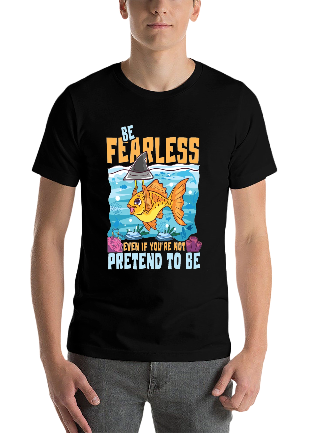 Black Be Fearless Graphic T-Shirt view 7