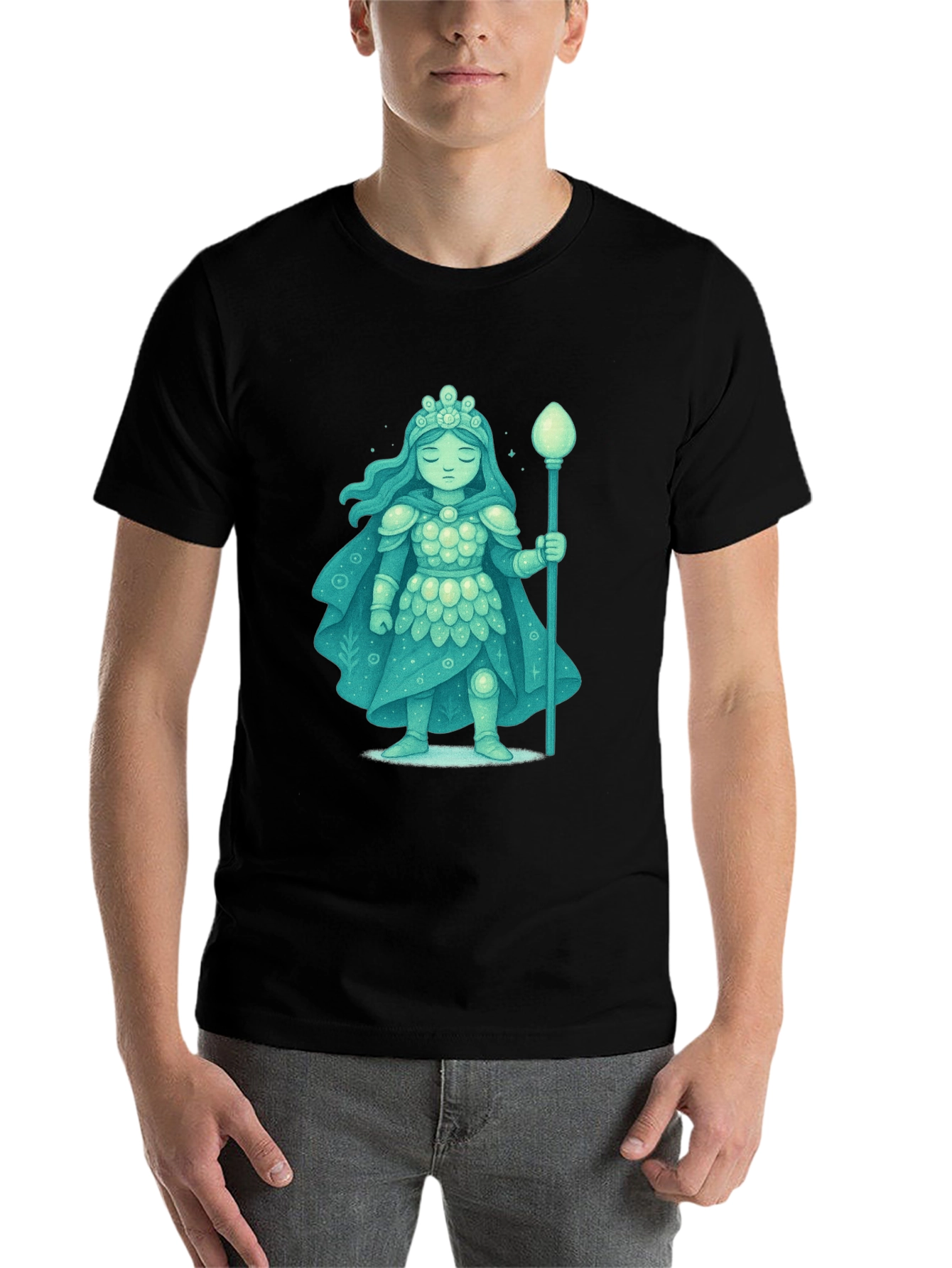 Black Mystical Ice Queen Graphic Tee - Unique Fantasy Design view 7