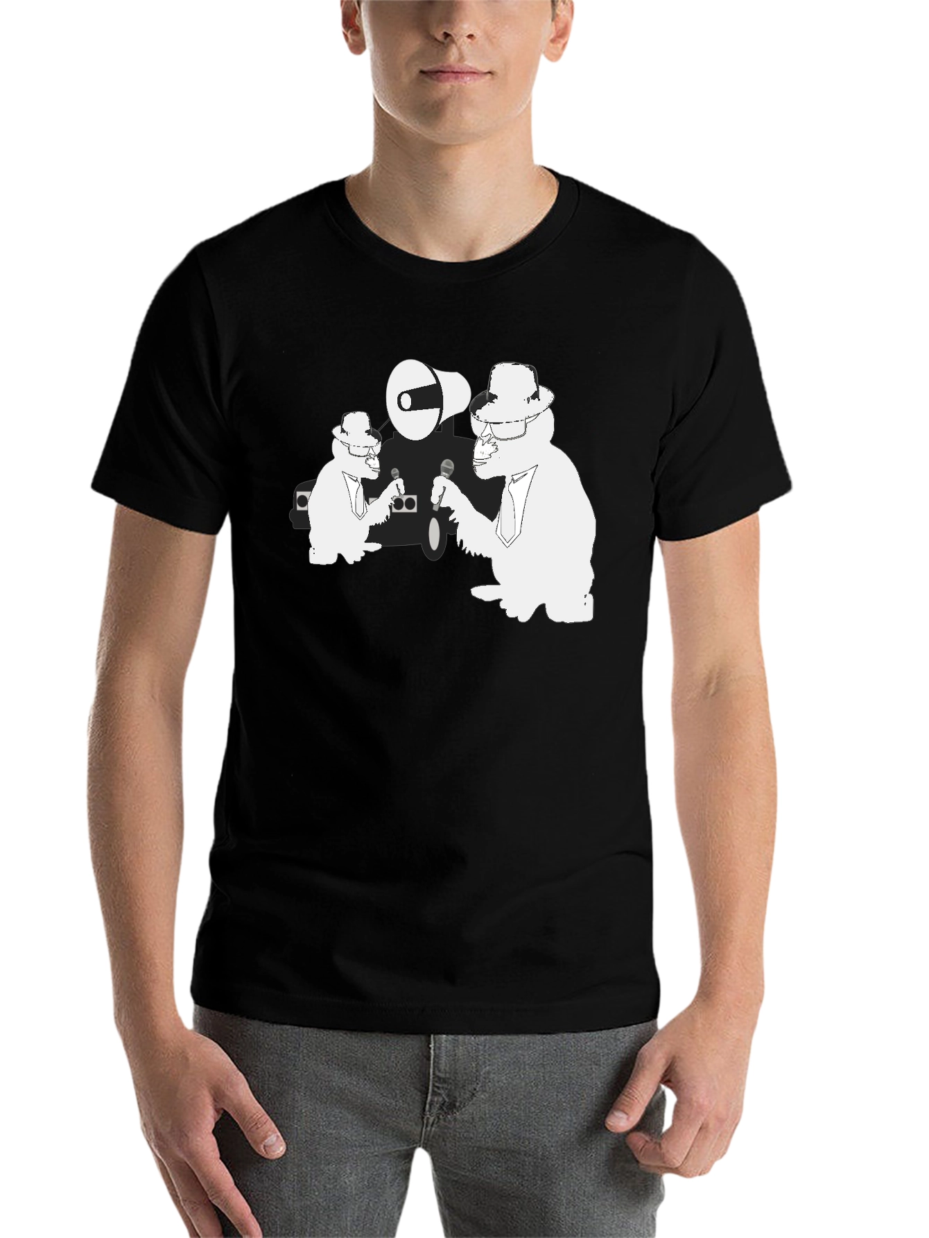 Black Funky Gorilla T-Shirt - Black Cotton Tee view 7
