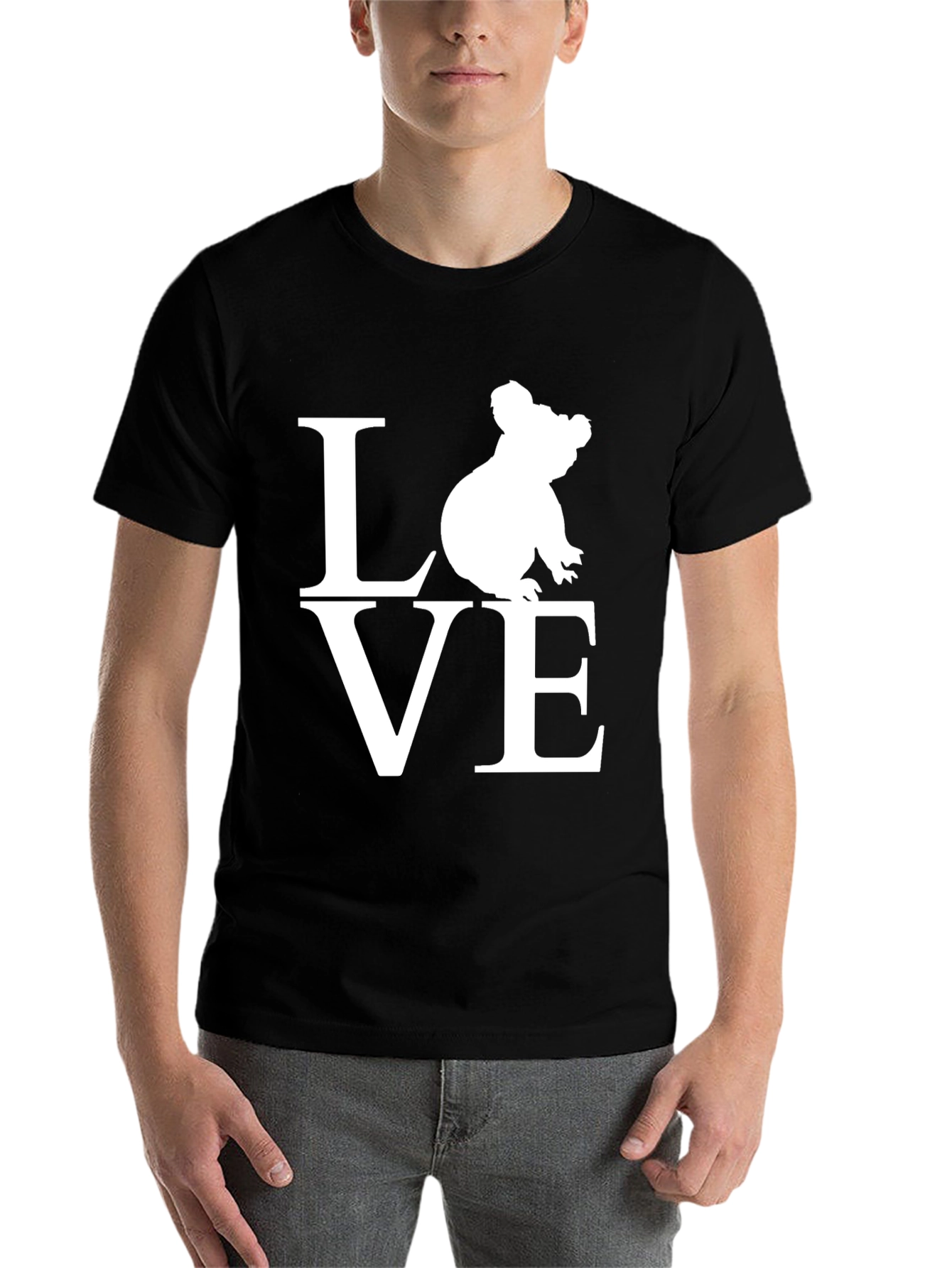 Black Koala Love Graphic Tee - Black Cotton T-Shirt view 7