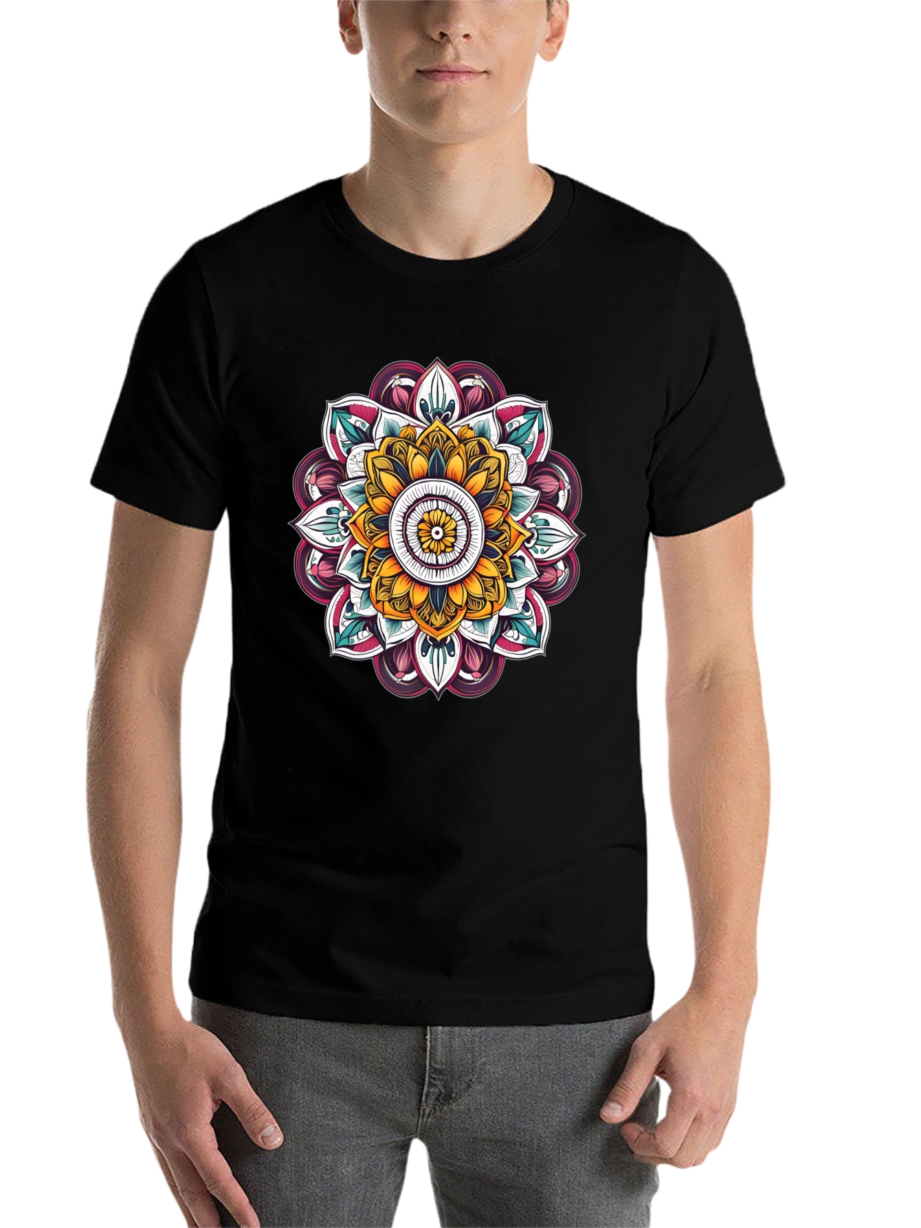 Black Mandala Graphic Black T-Shirt view 7