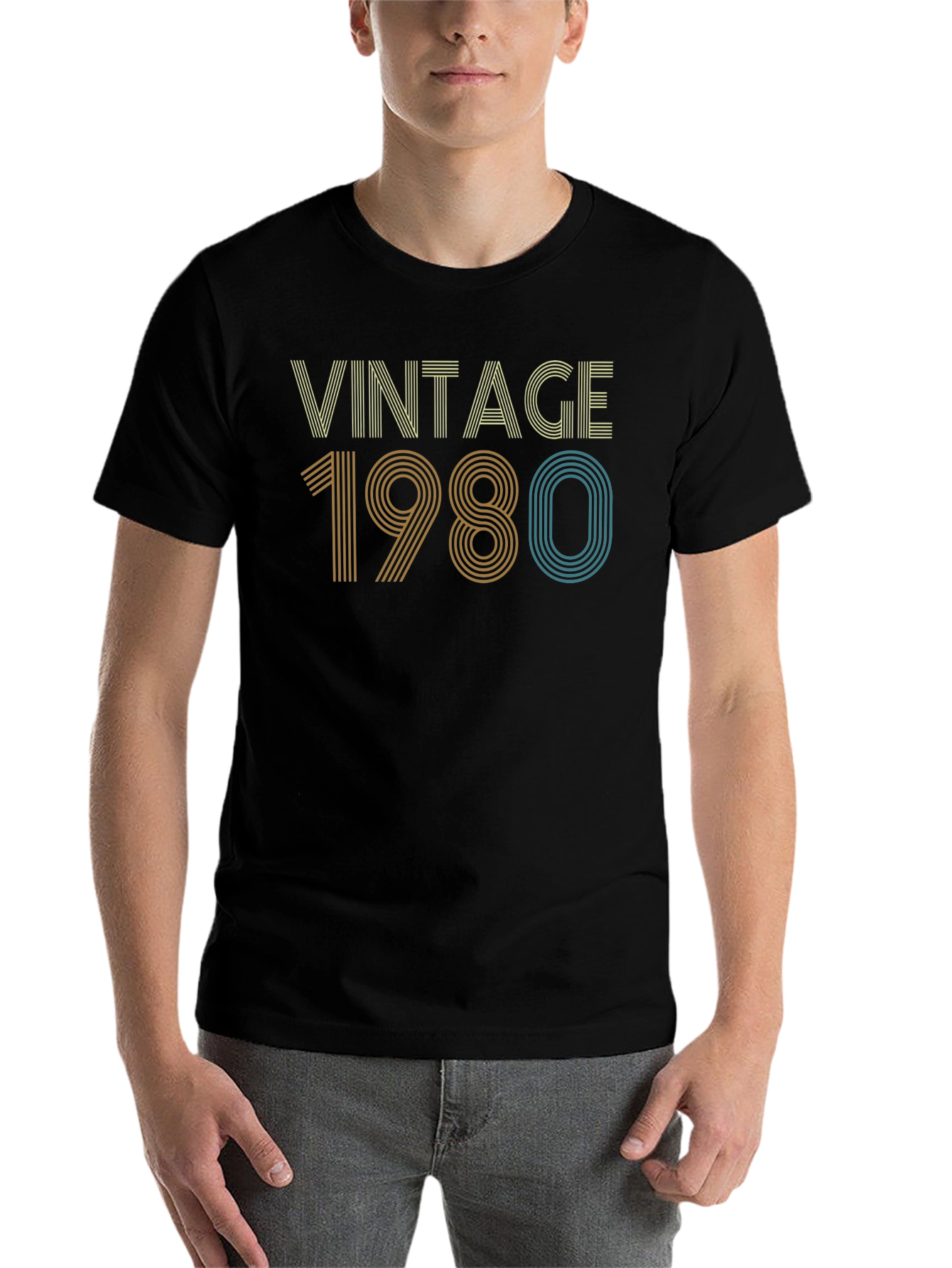 Black Vintage 1980 Graphic Tee - Retro Style view 7