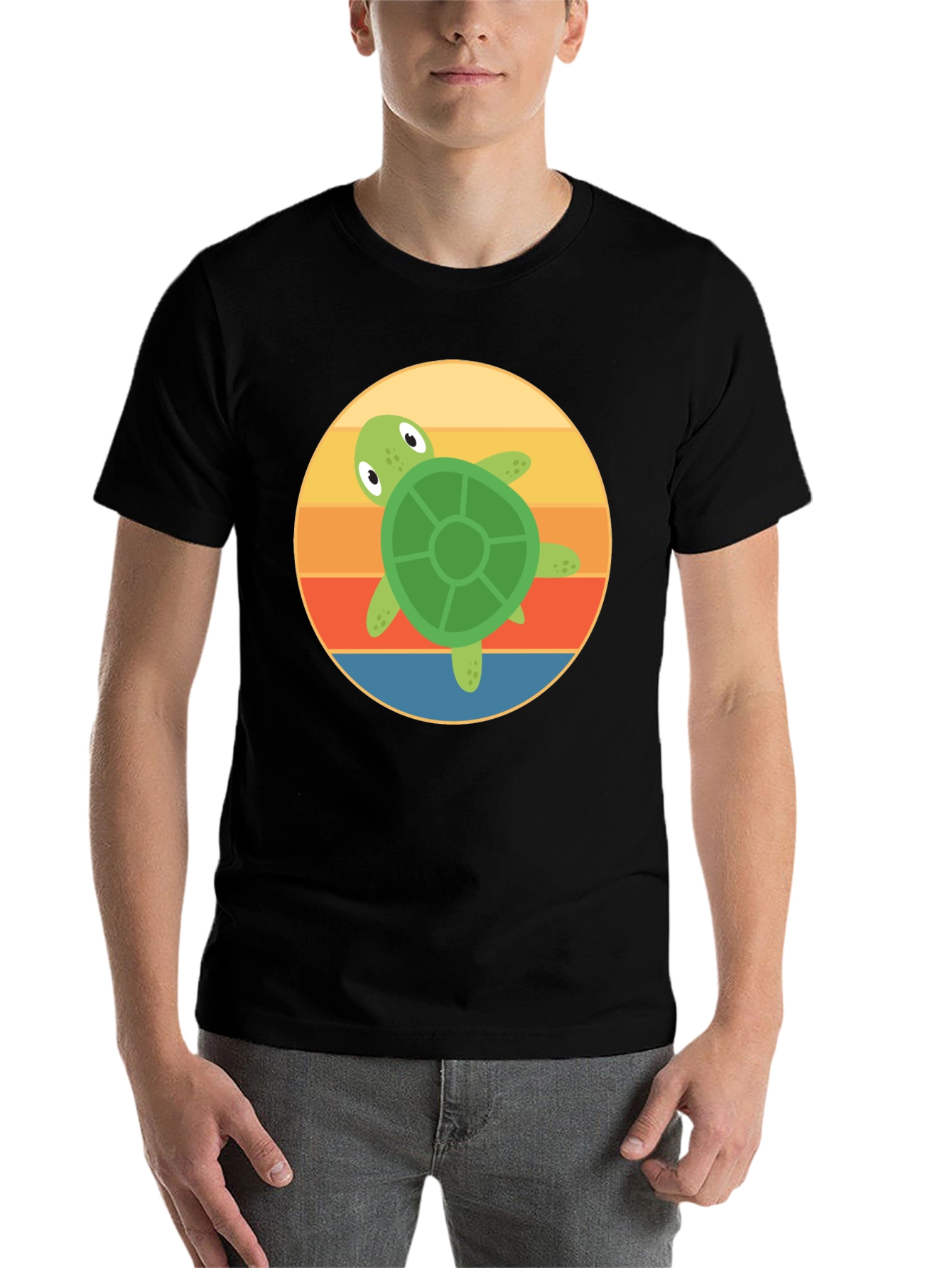 Black Retro Turtle Graphic Tee view 7