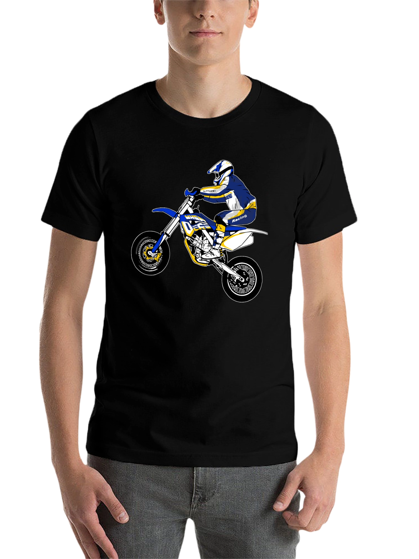 Black Dirt Bike Rider Graphic Tee - Black view 7