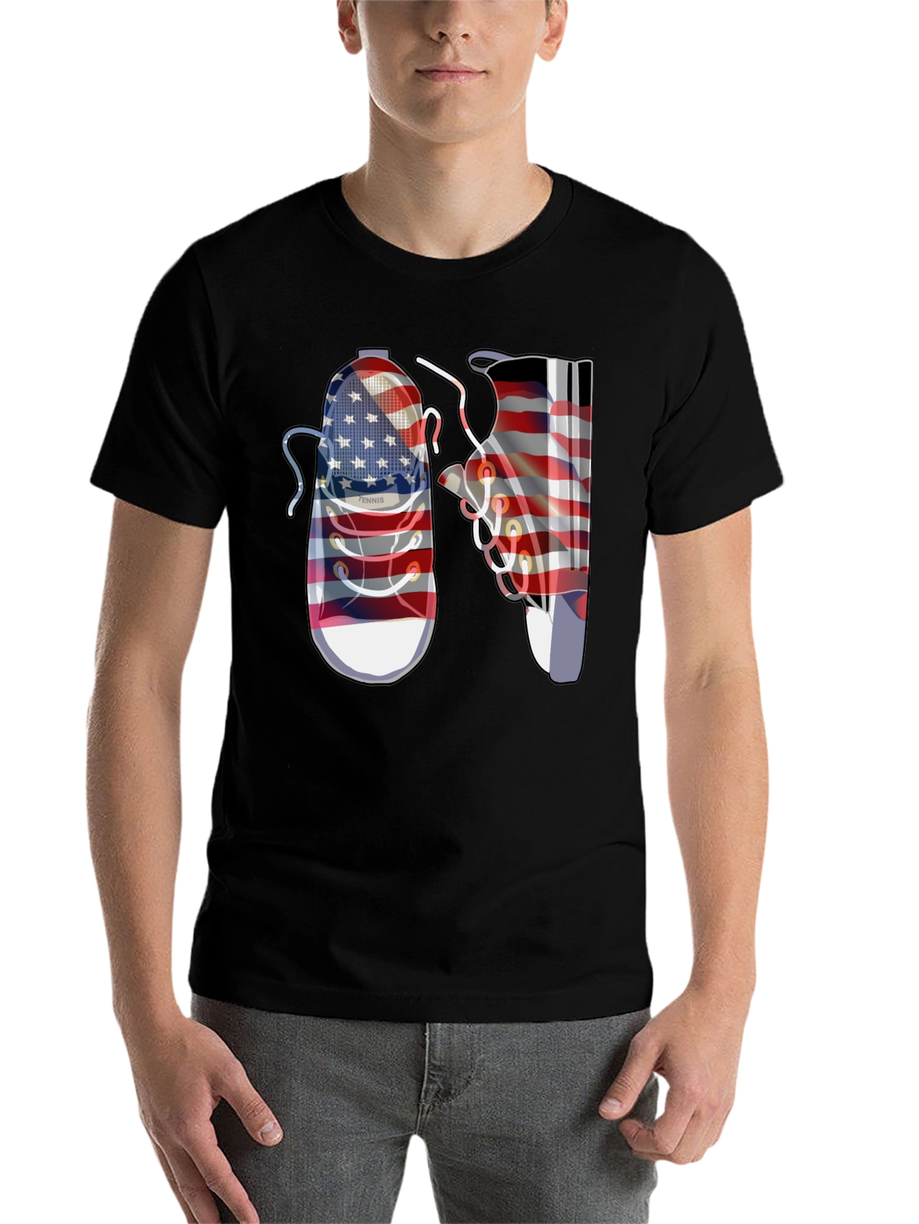 Black American Flag Shoes Graphic Tee view 7