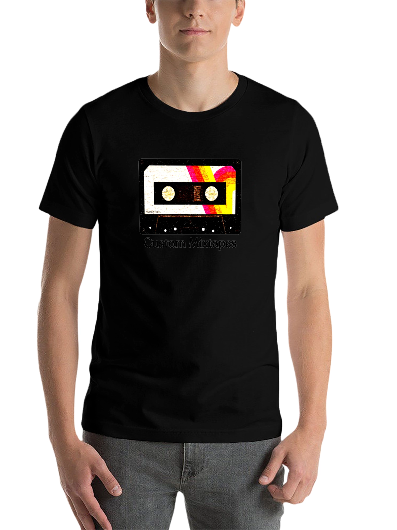 Black Retro Mixtape Graphic Tee - Custom Style view 7