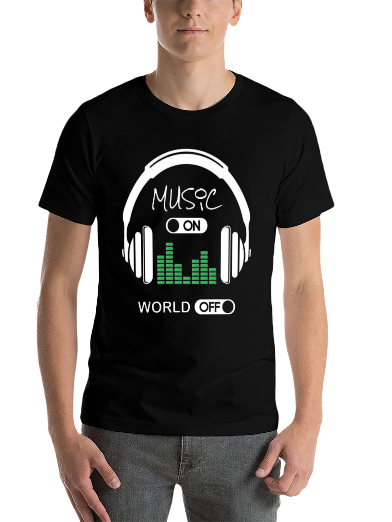Black Music On World Off Graphic Tee - Black view 7