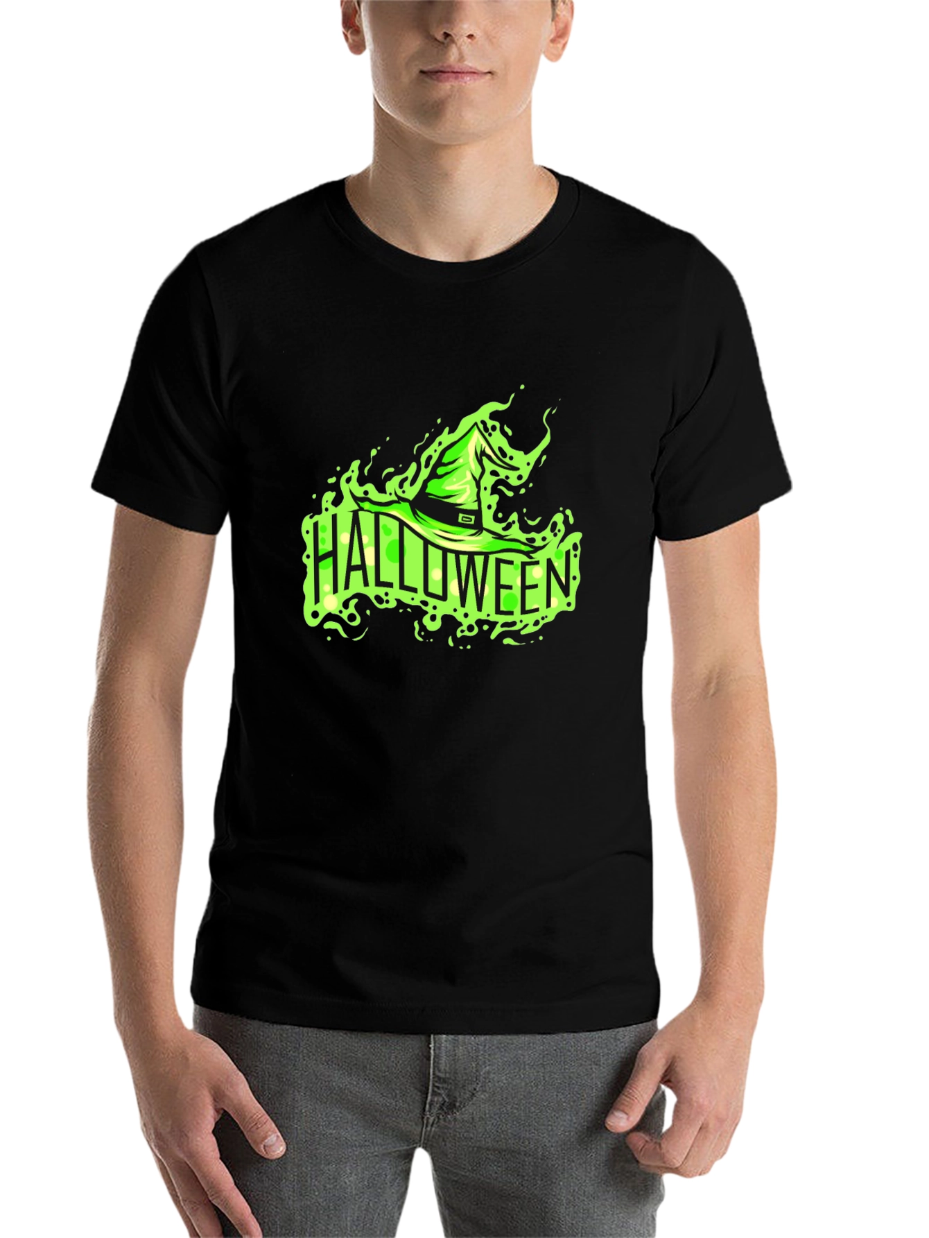 Black Halloween Witch Hat Graphic Tee view 7