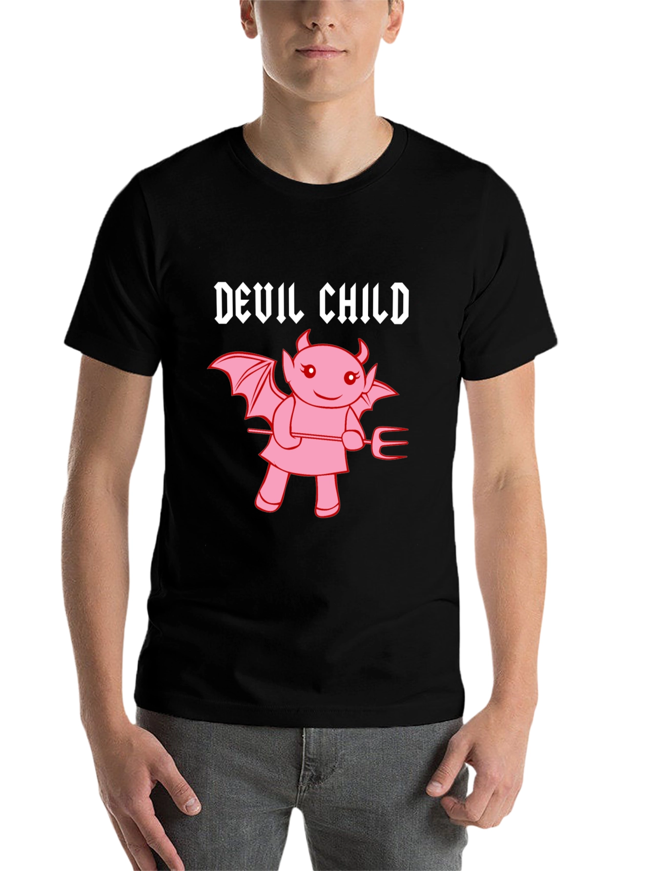 Black Devil Child Graphic Tee - Unisex Black T-Shirt view 7