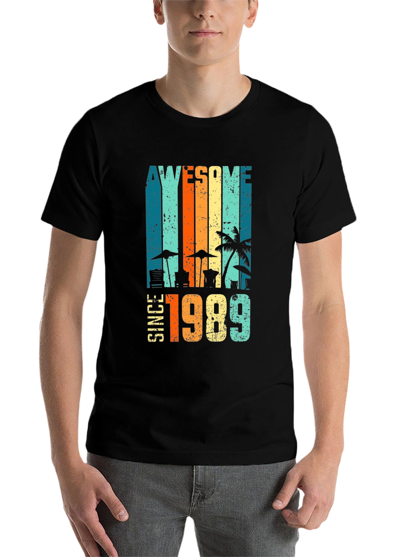 Black Awesome Since 1989 Beach T-Shirt view 7