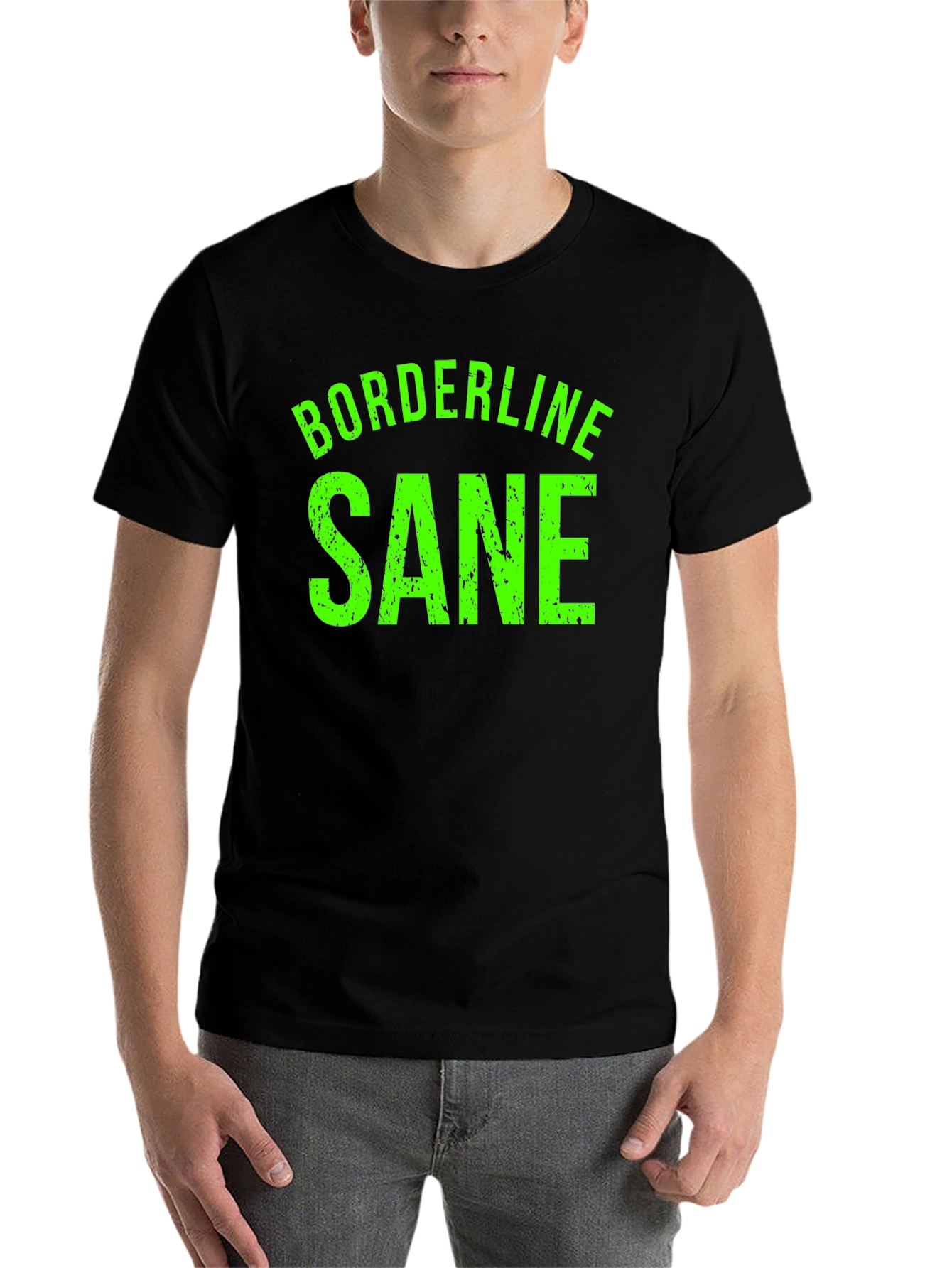 Black Borderline Sane Graphic Tee - Funny T-Shirt view 7