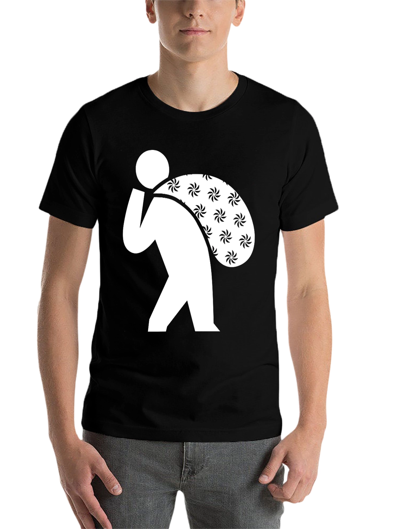 Black Novelty Thief Swirls Sack T-Shirt view 7