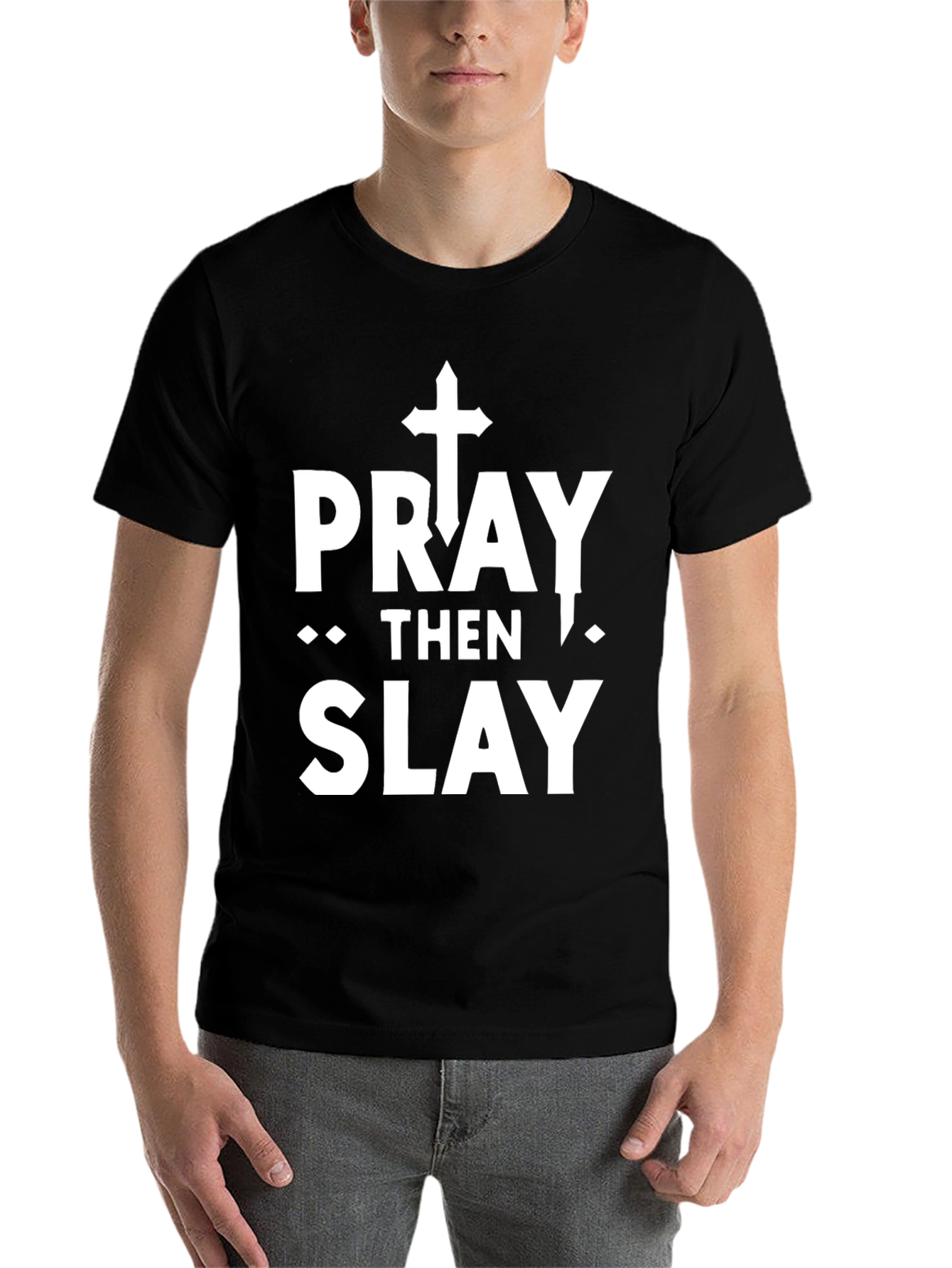 Black Pray Then Slay Graphic T-Shirt view 7